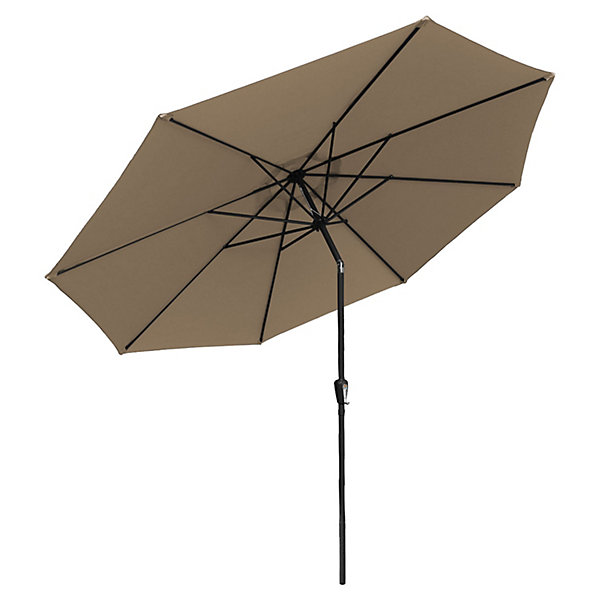 Parasol droit HAPUNA rond 3,30m de diamètre taupe - HAPPY GARDEN