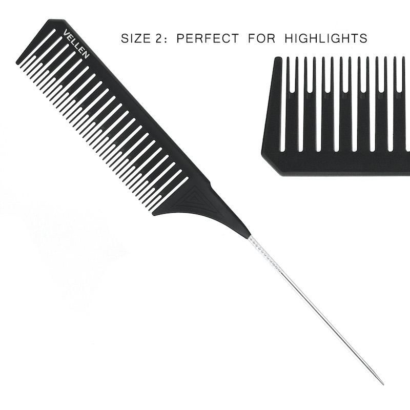 Vellen Weave Pin Tail Comb Set For Highlighting - 3 Pack - Black