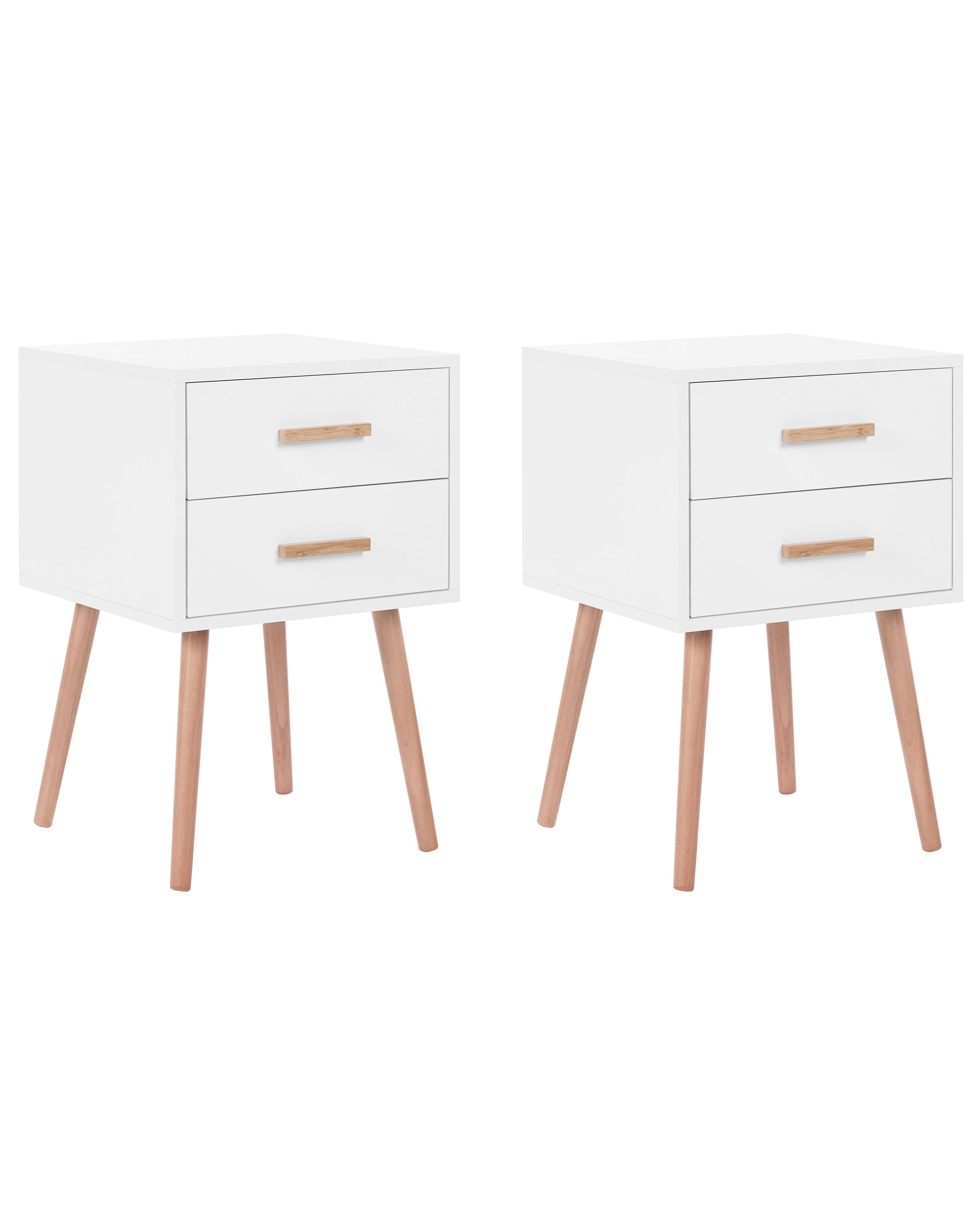 2 Drawer Bedside Table ALABAMA White