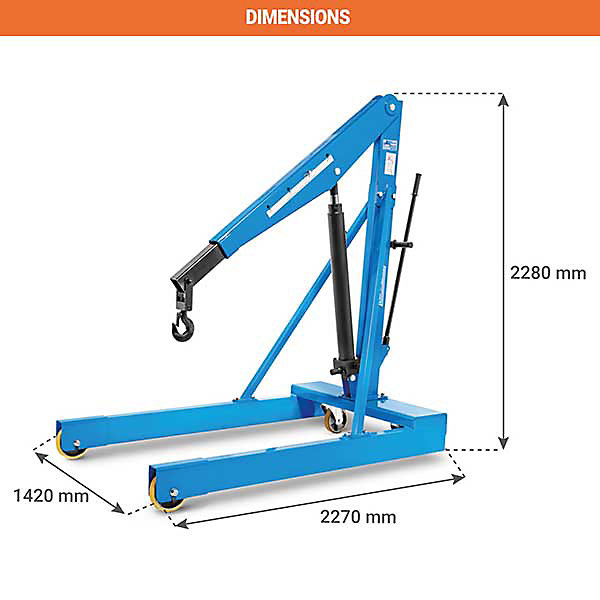 Grue d'atelier manuelle pour palette Europe - Longerons encadrants - Hauteur max 3730 mm - Capacité 3000kg - 855010017