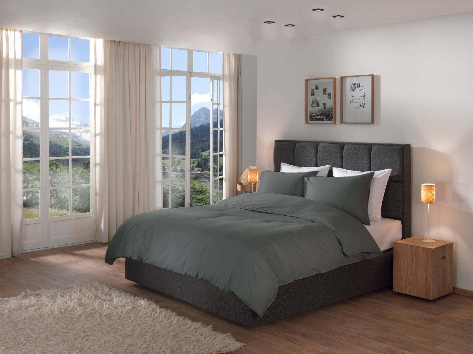 Yellow Dekbedovertrek Twill Katoen Suites Zermatt - beluga grey