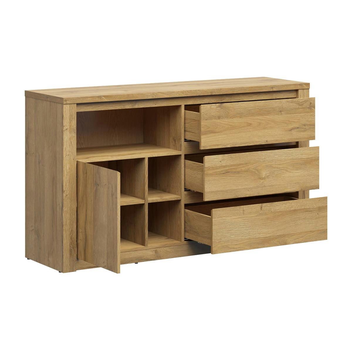 - Buffet 1 porte 3 tiroirs naturel