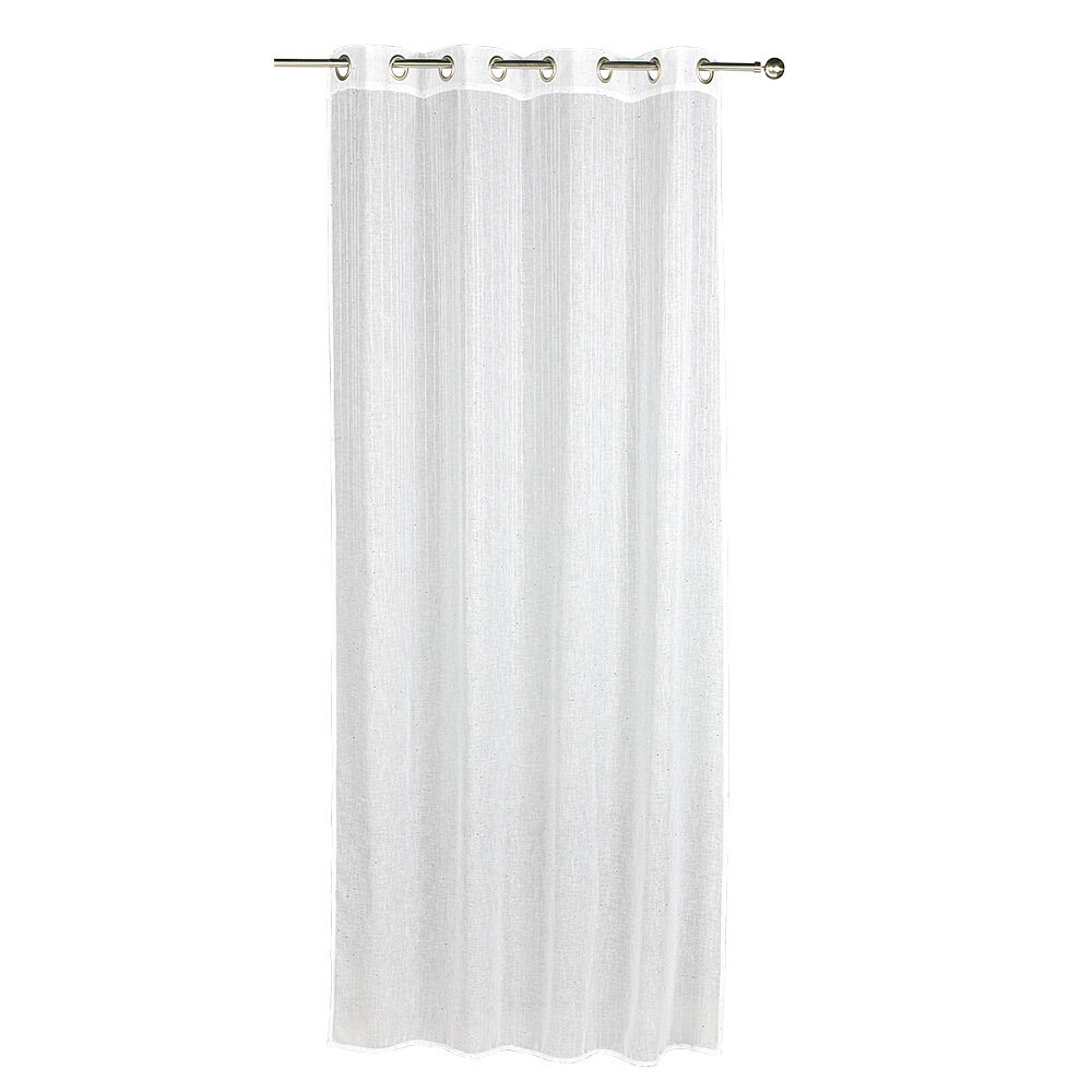 Voilage à oeillets rayures verticales effet sequin blanc