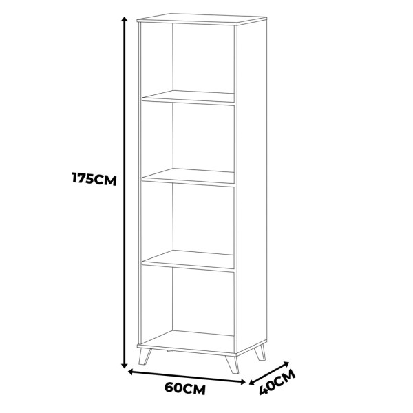 Regał na książki 60cm 5 półek szafka segregatory biały mat