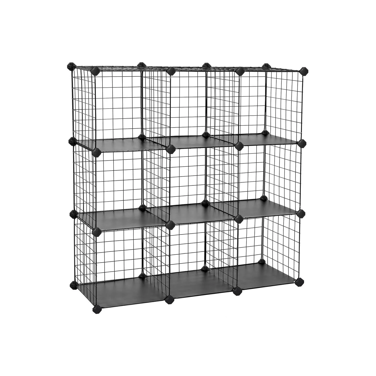 Meuble grille 9 casiers noir