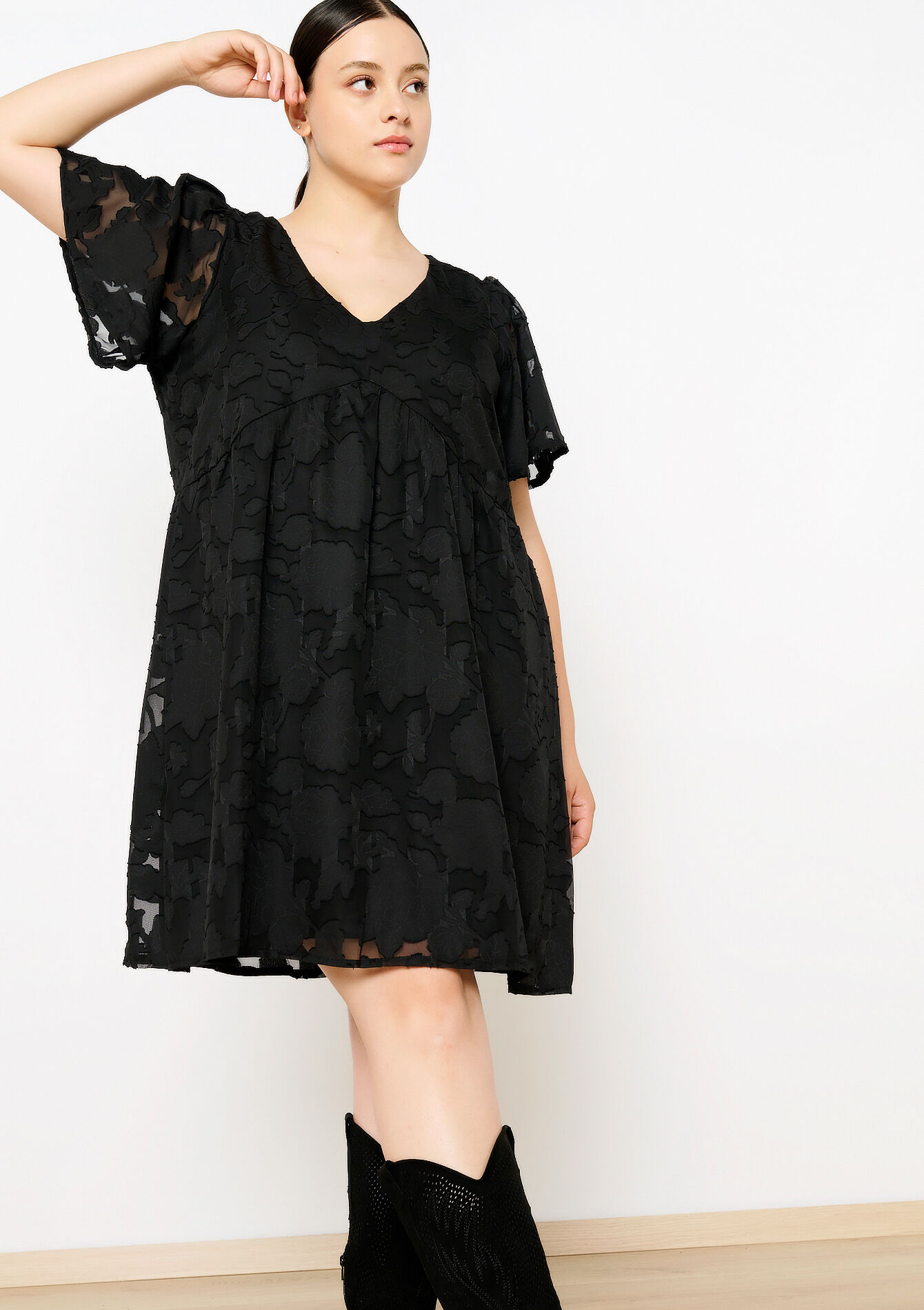 Babydoll-jurk met V-hals