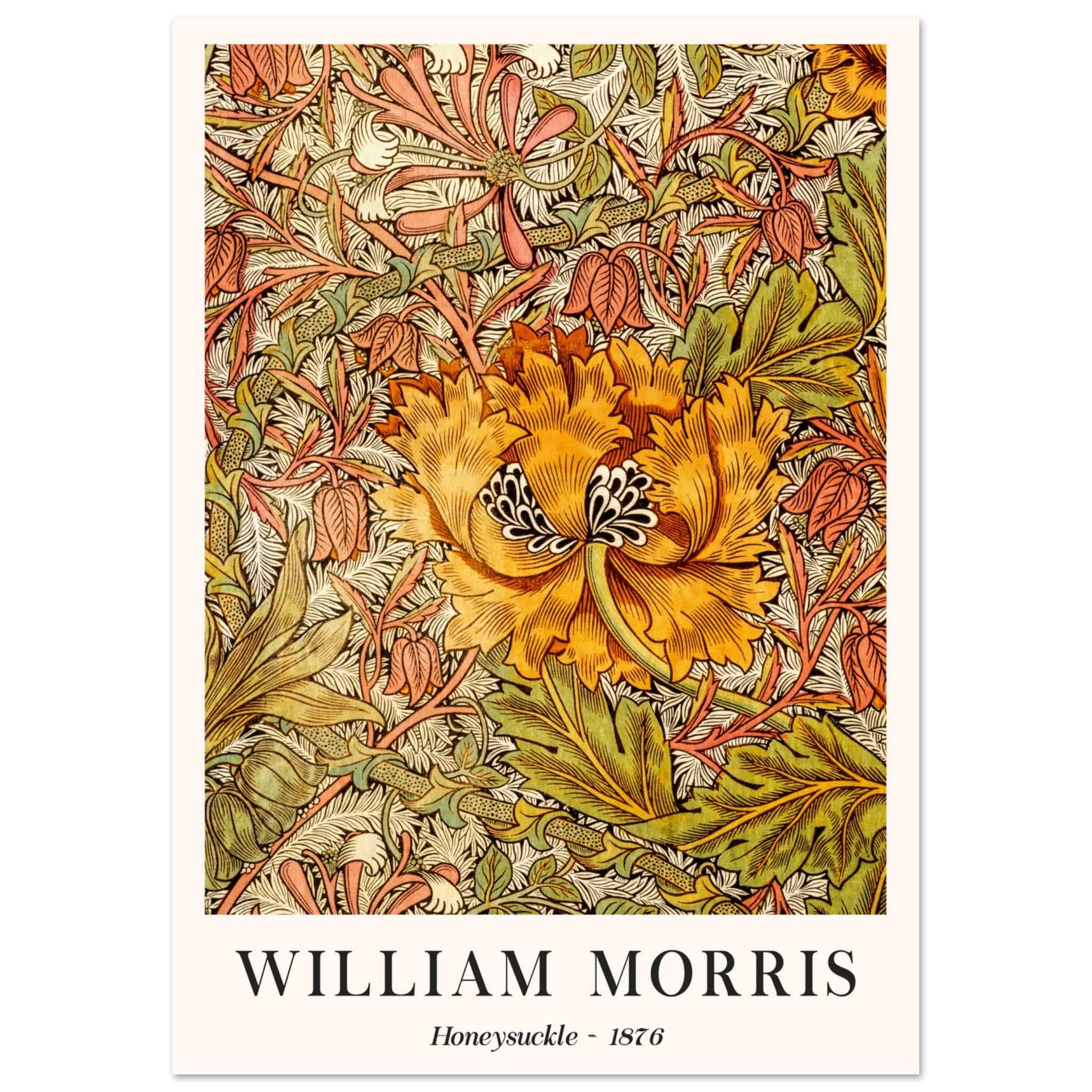 Artfulprints Poster William Morris - Honeysuckle II 1876  - A4 21x29.7 cm - Oranje