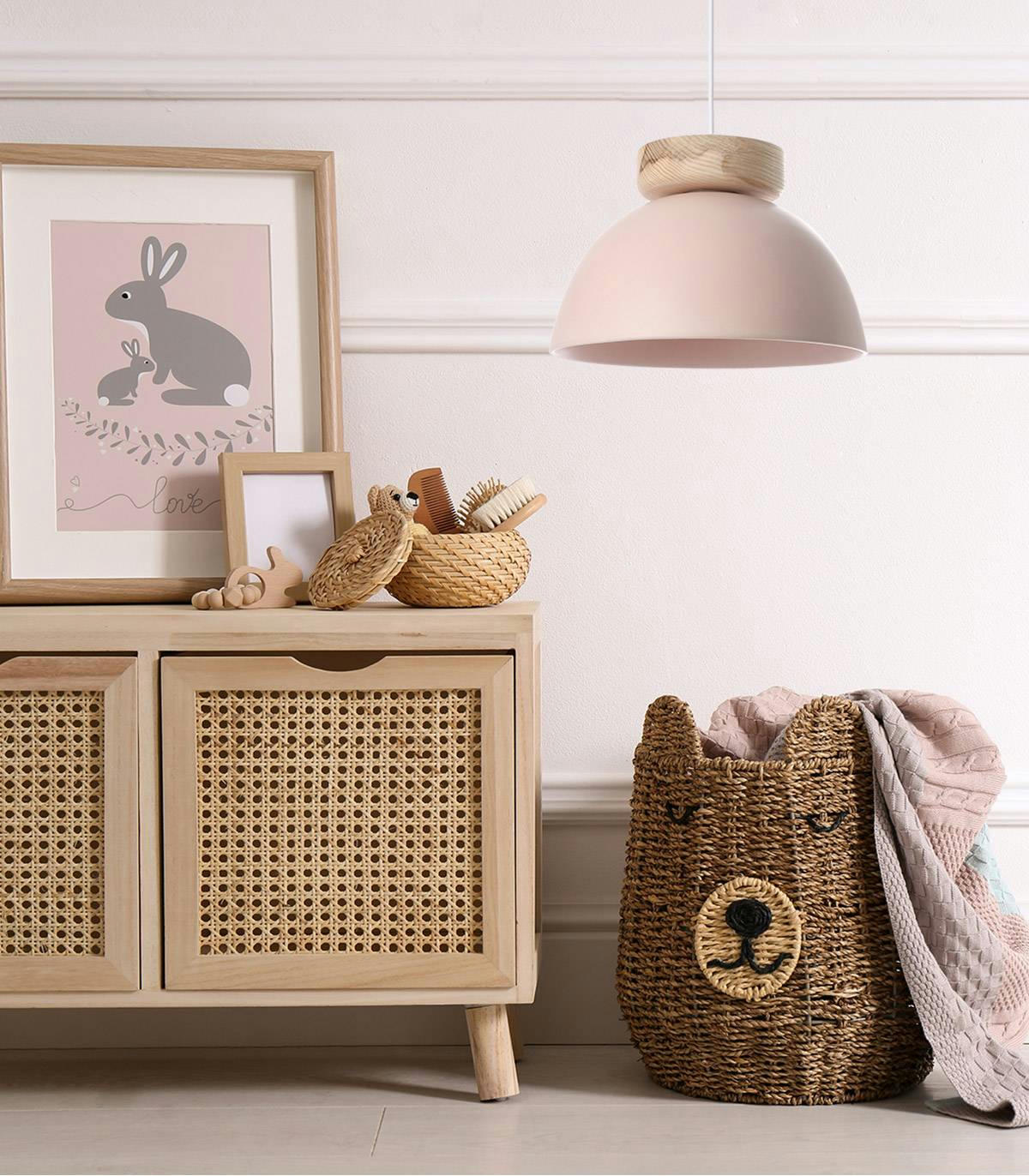 ALVINA - Suspension en céramique rose d. 30 cm