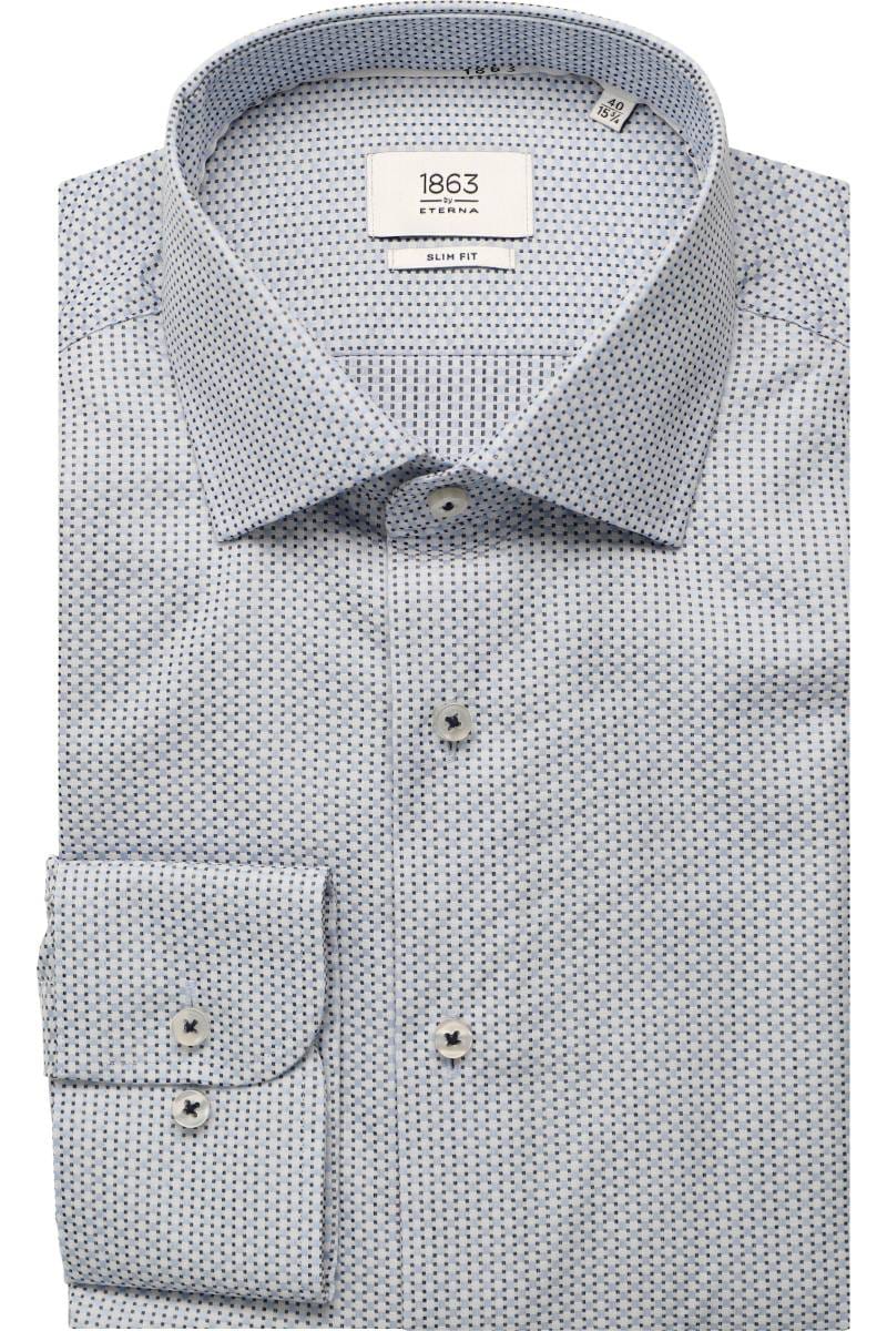 ETERNA 1863 Slim Fit Hemd blau, Strukturiert