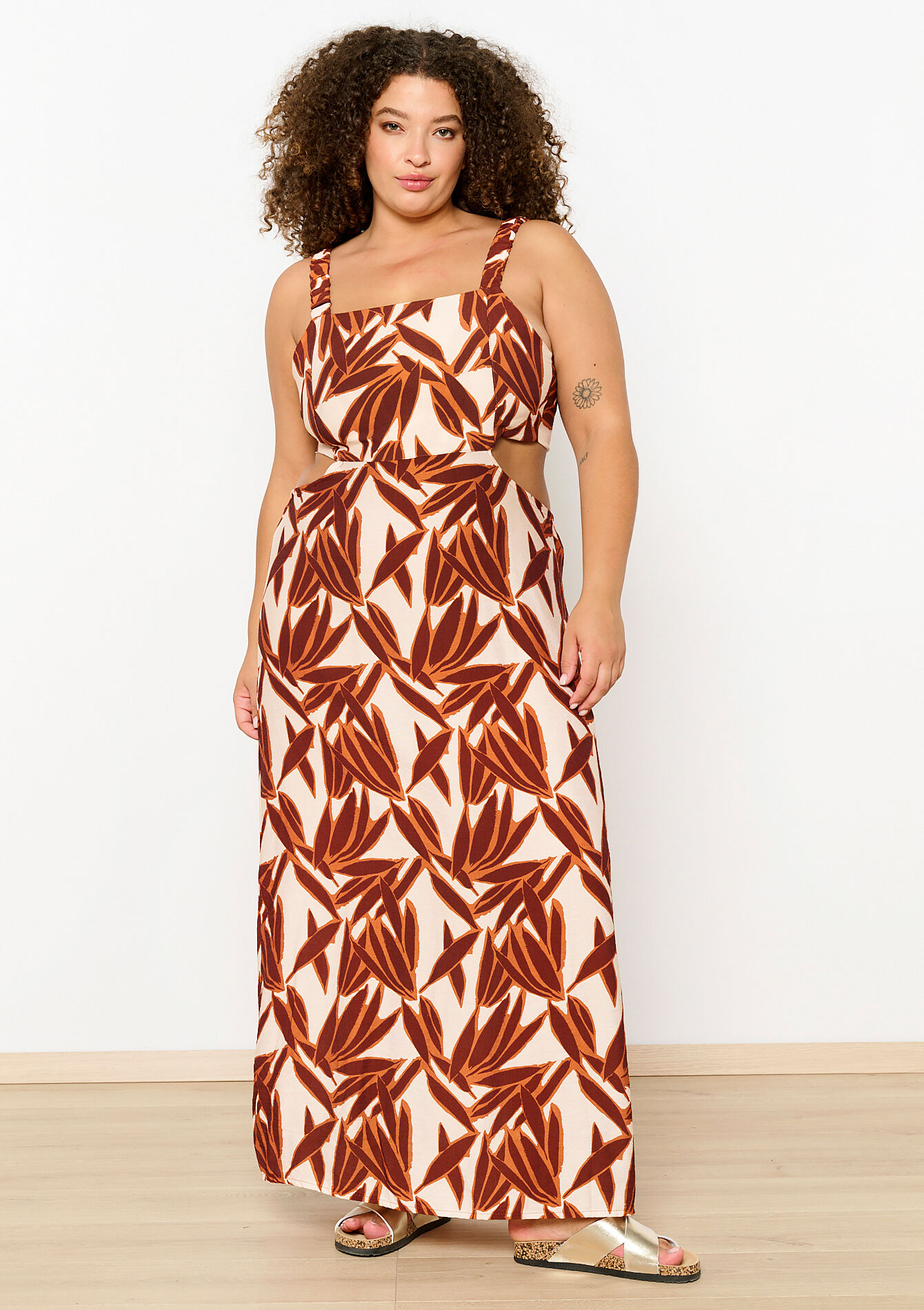 Maxi-jurk met bladerpatroon