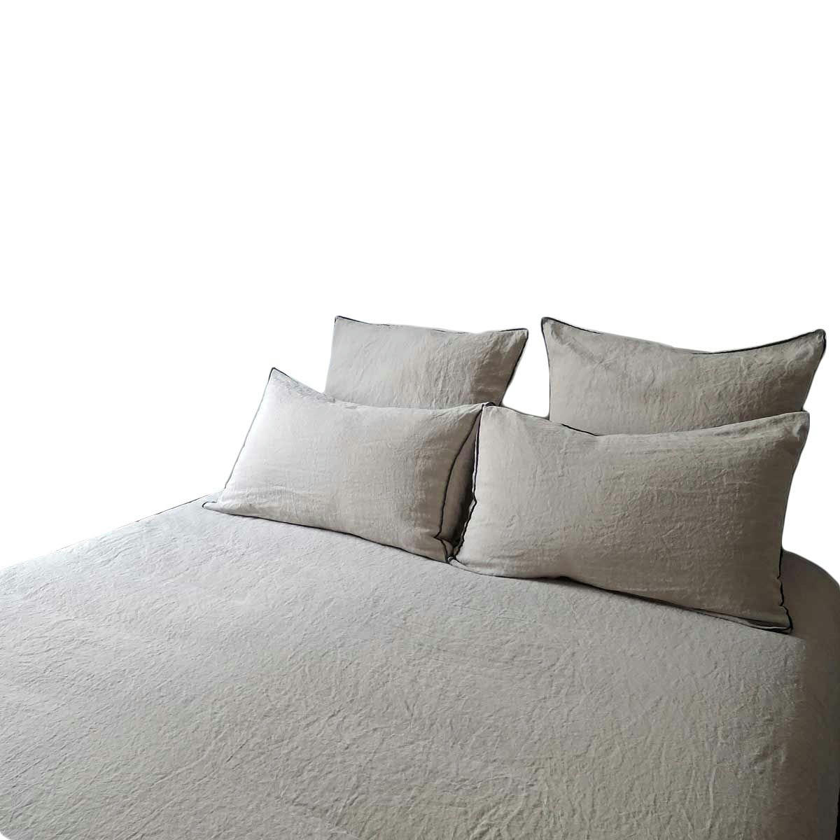 OSLO - Housse de couette lin coton surjet 260 x 240 cm - Beige