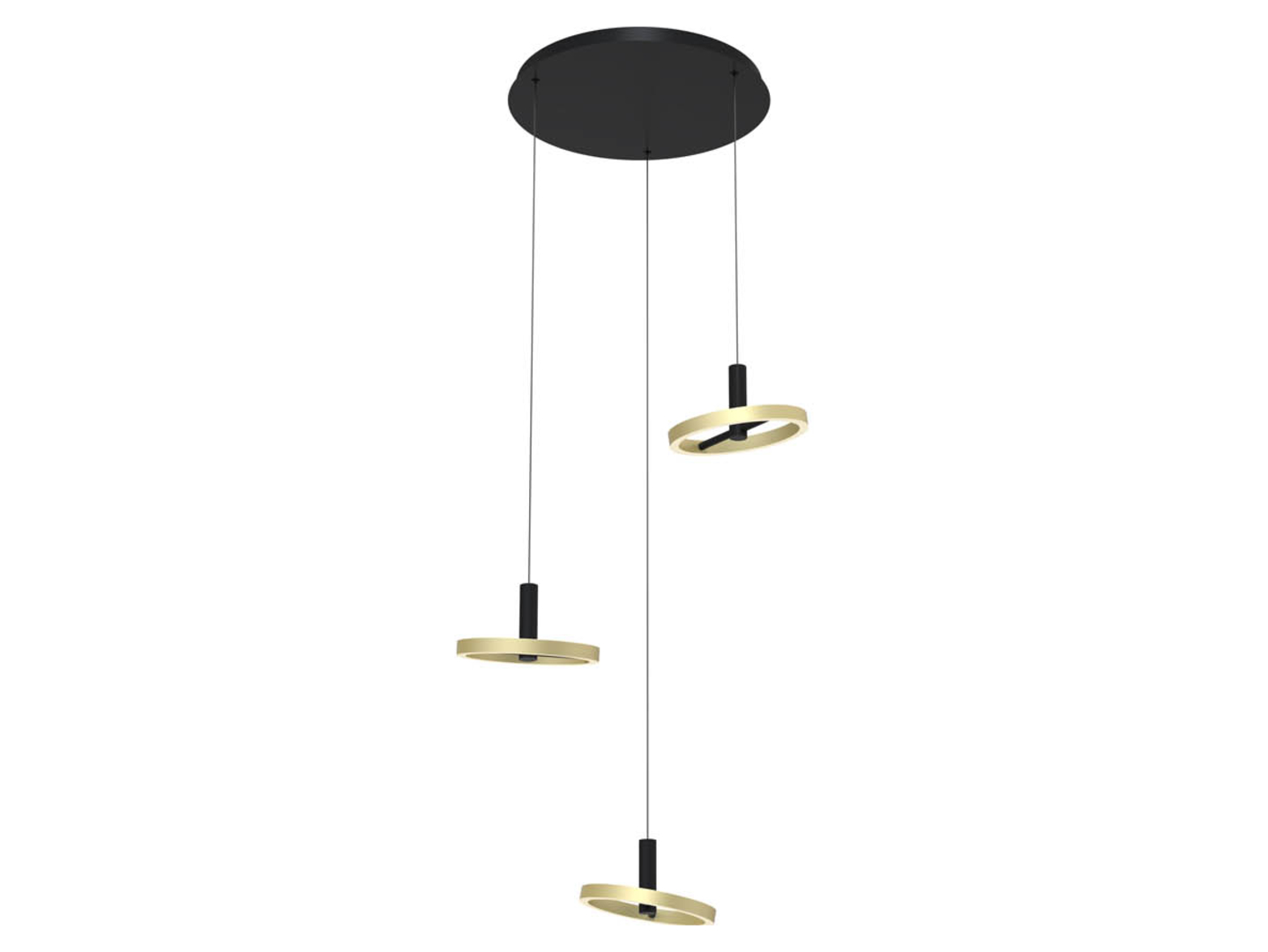 Lampa wisząca Brest LED 3-punktowa ze ściemniaczem czarno-złota