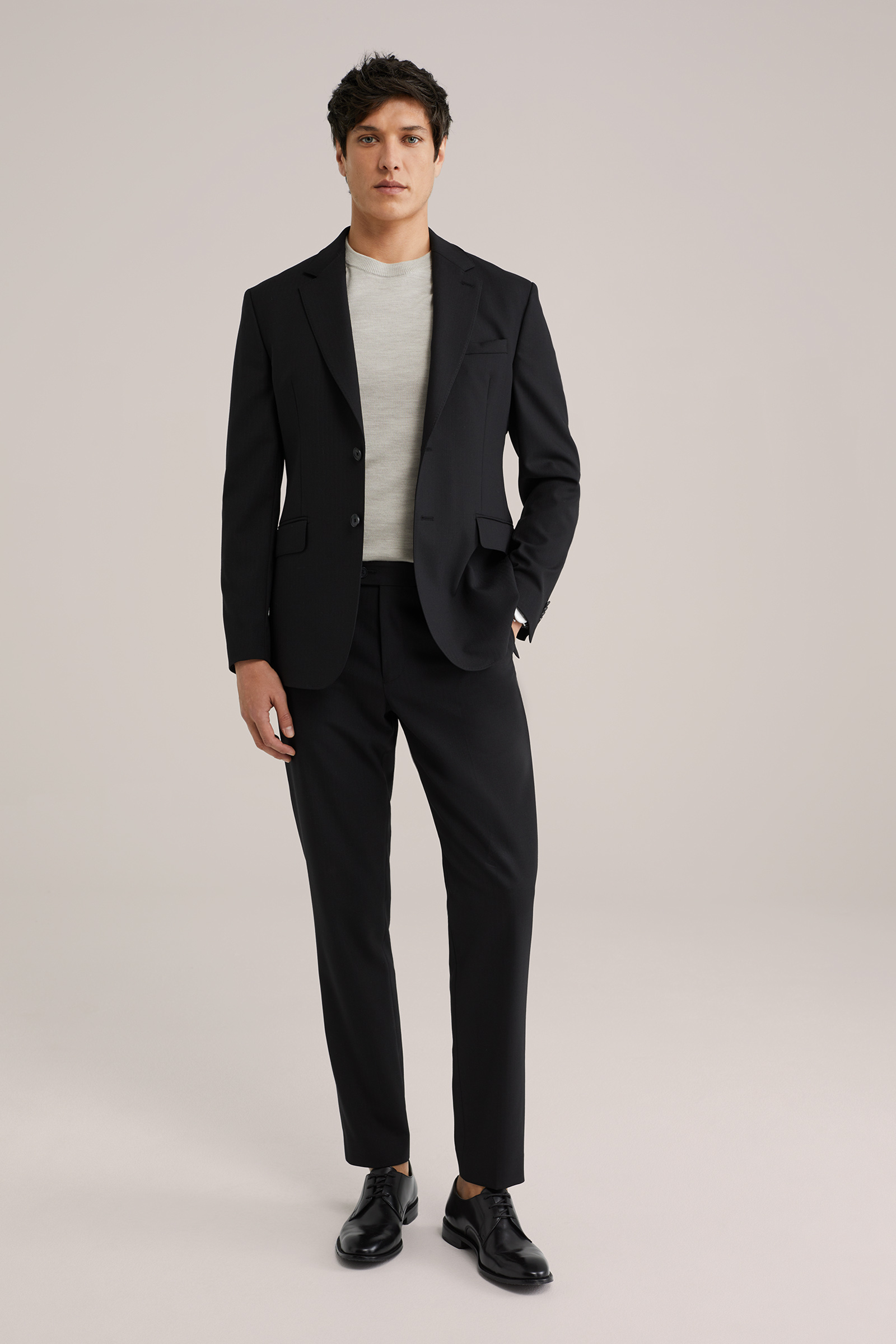 Heren Premium slim fit pantalon van wolmix