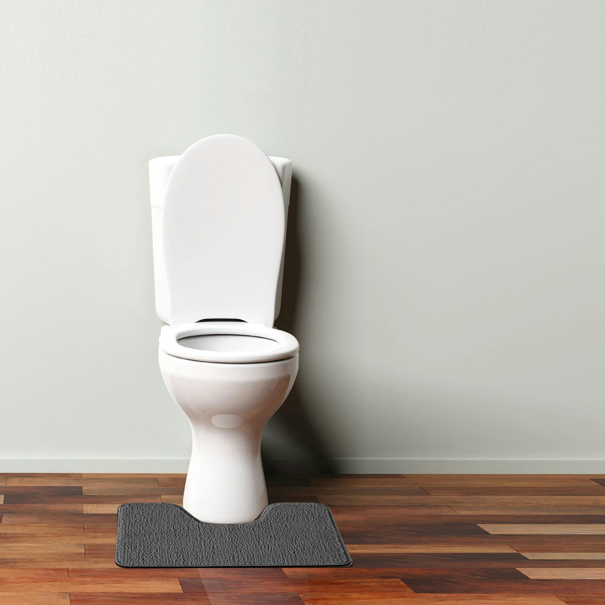 POLYNESIE - Tapis de toilette en polyester uni anthracite 50x40cm