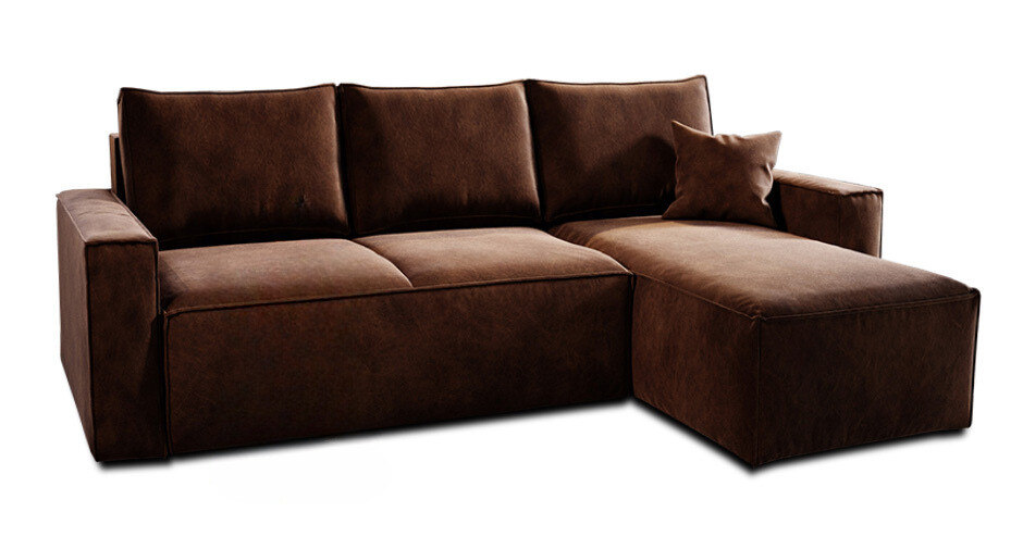 Narożnik ZARA z funkcja spania 240x150 brąz PRAWY