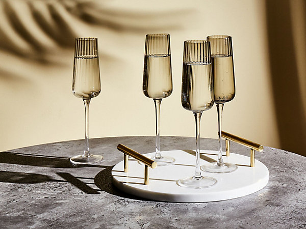 Lot de 4 flûtes à champagne QUARTZ 230 ml Gris