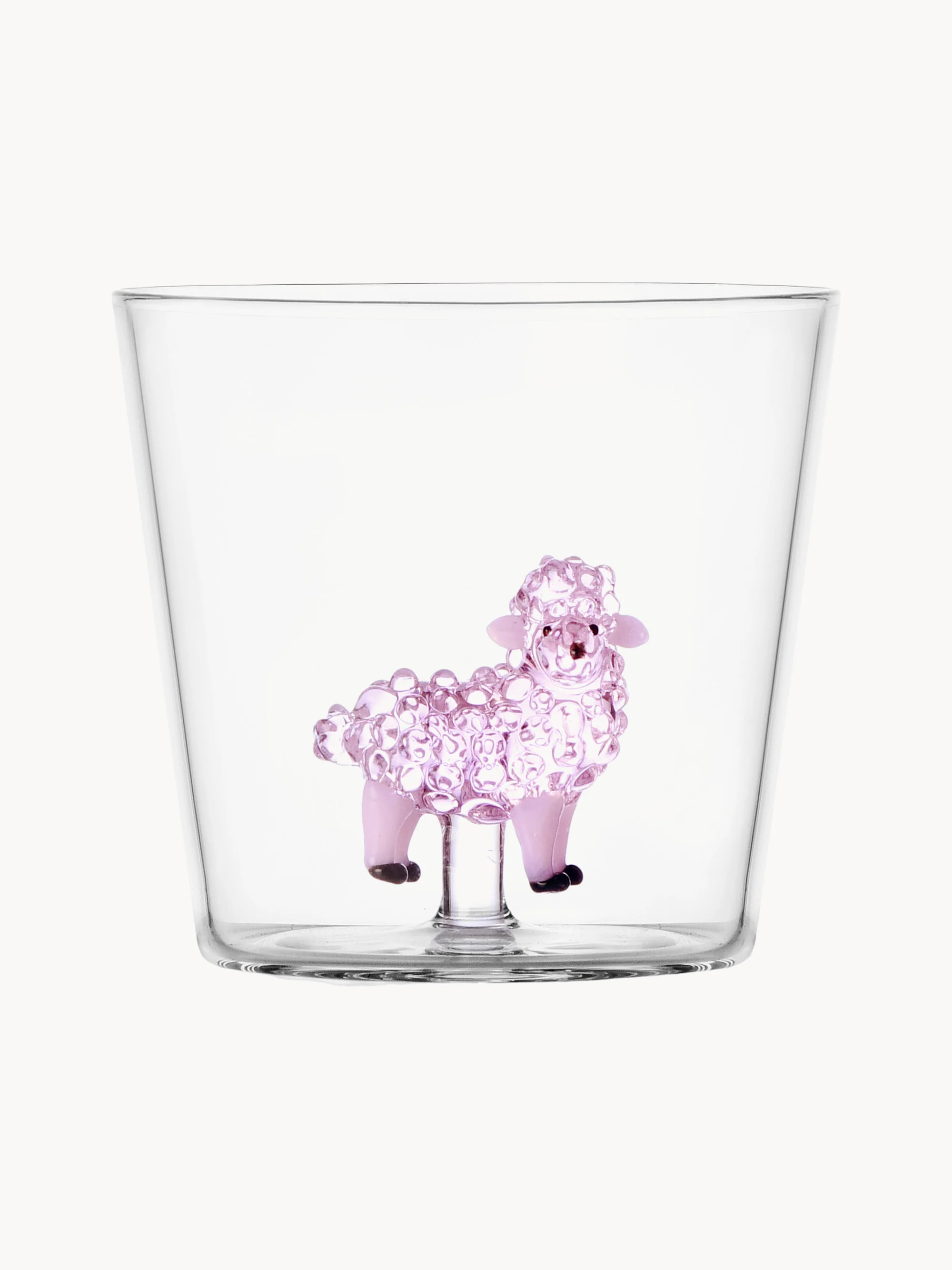 Handgefertigtes Borosilikat-Trinkglas Pink Sheep