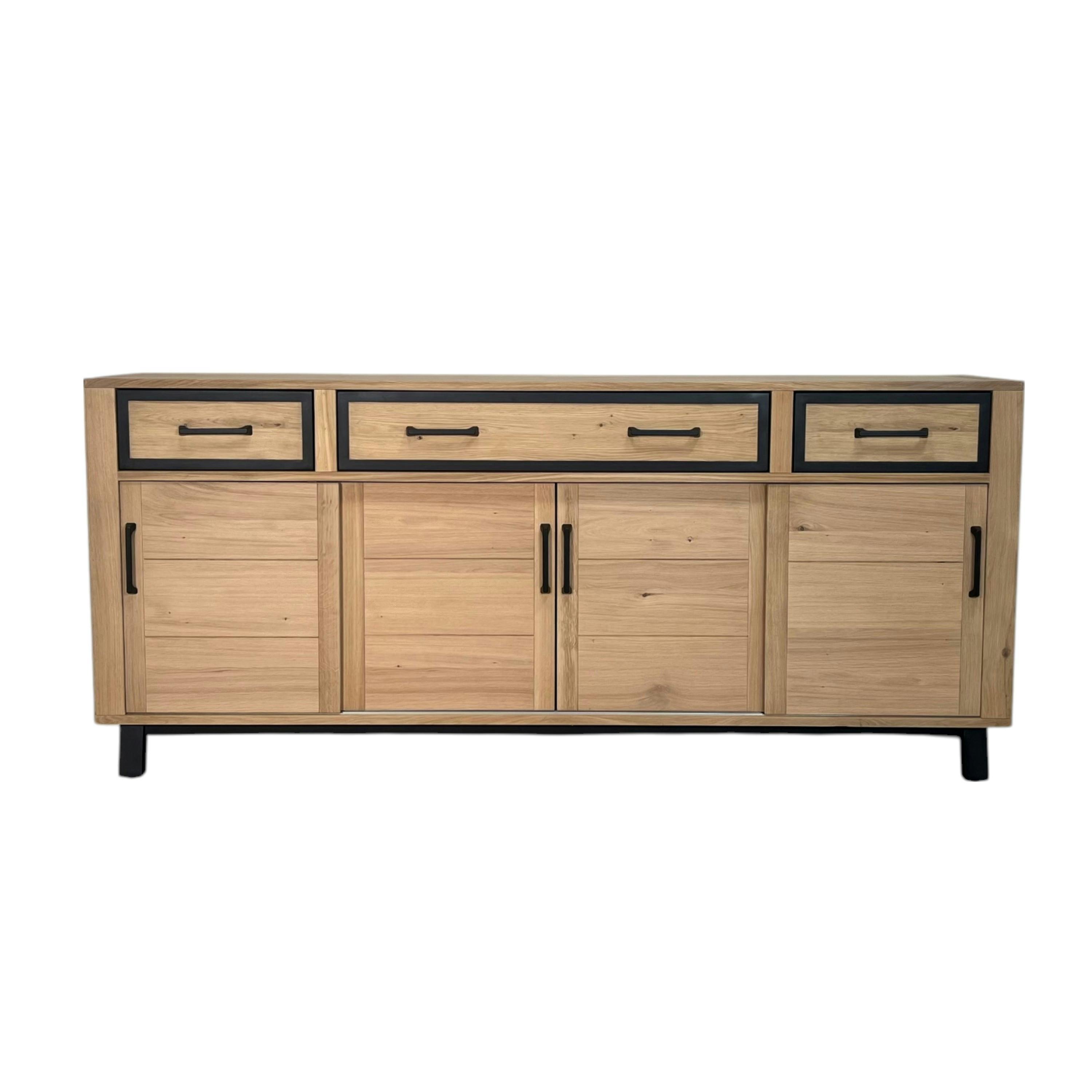 Buffet moderne bois clair - 4 portes, 3 tiroirs GRADO