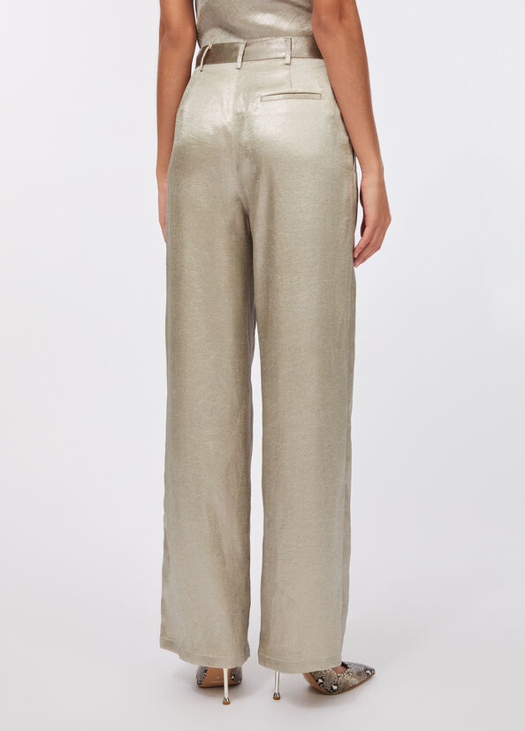 Pantaloni in cr&ecirc;pe laminato