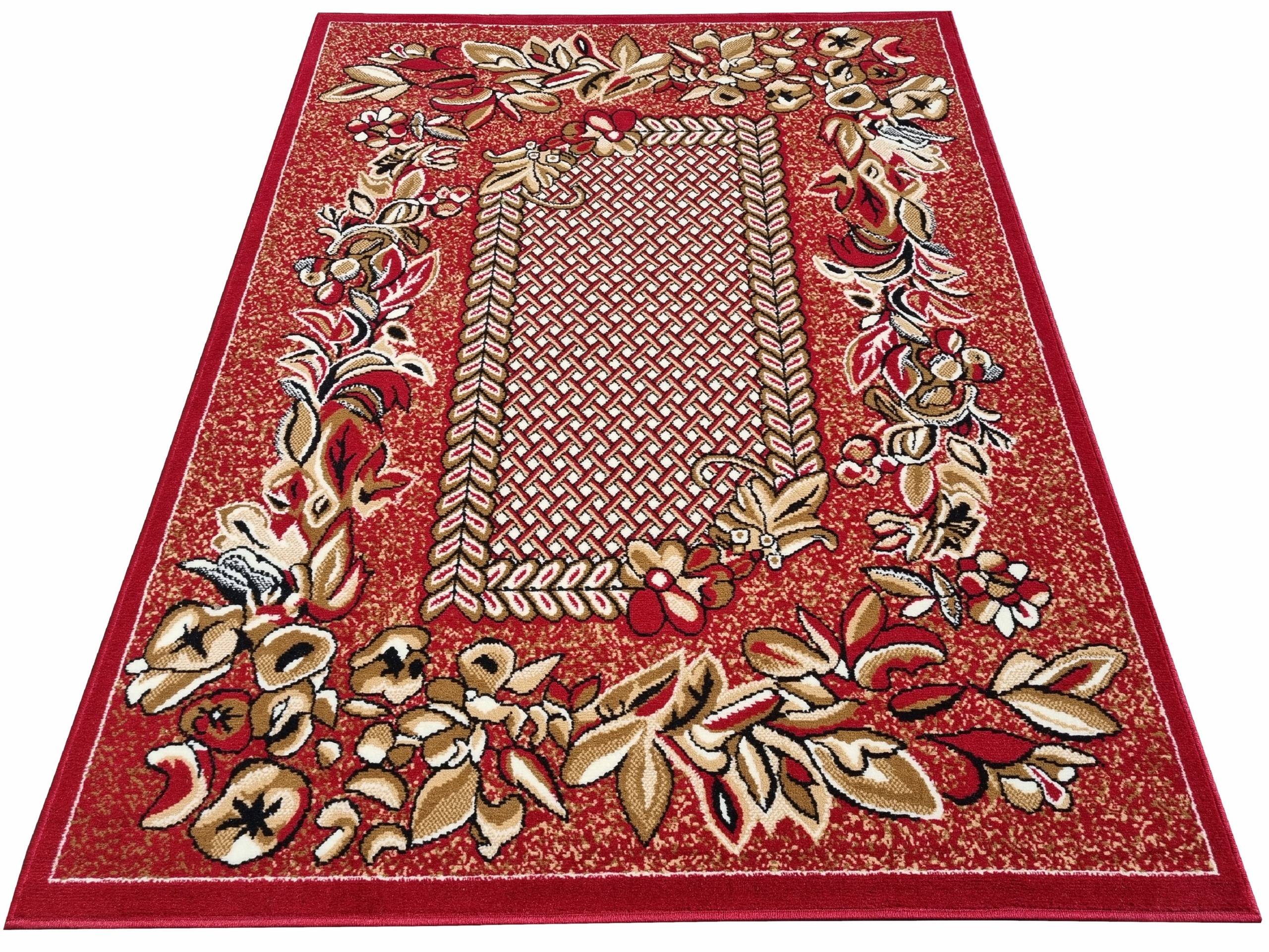 Dywan klasyczny czerwony ogród do salonu pokoju - 50x90 cm - modny solidny