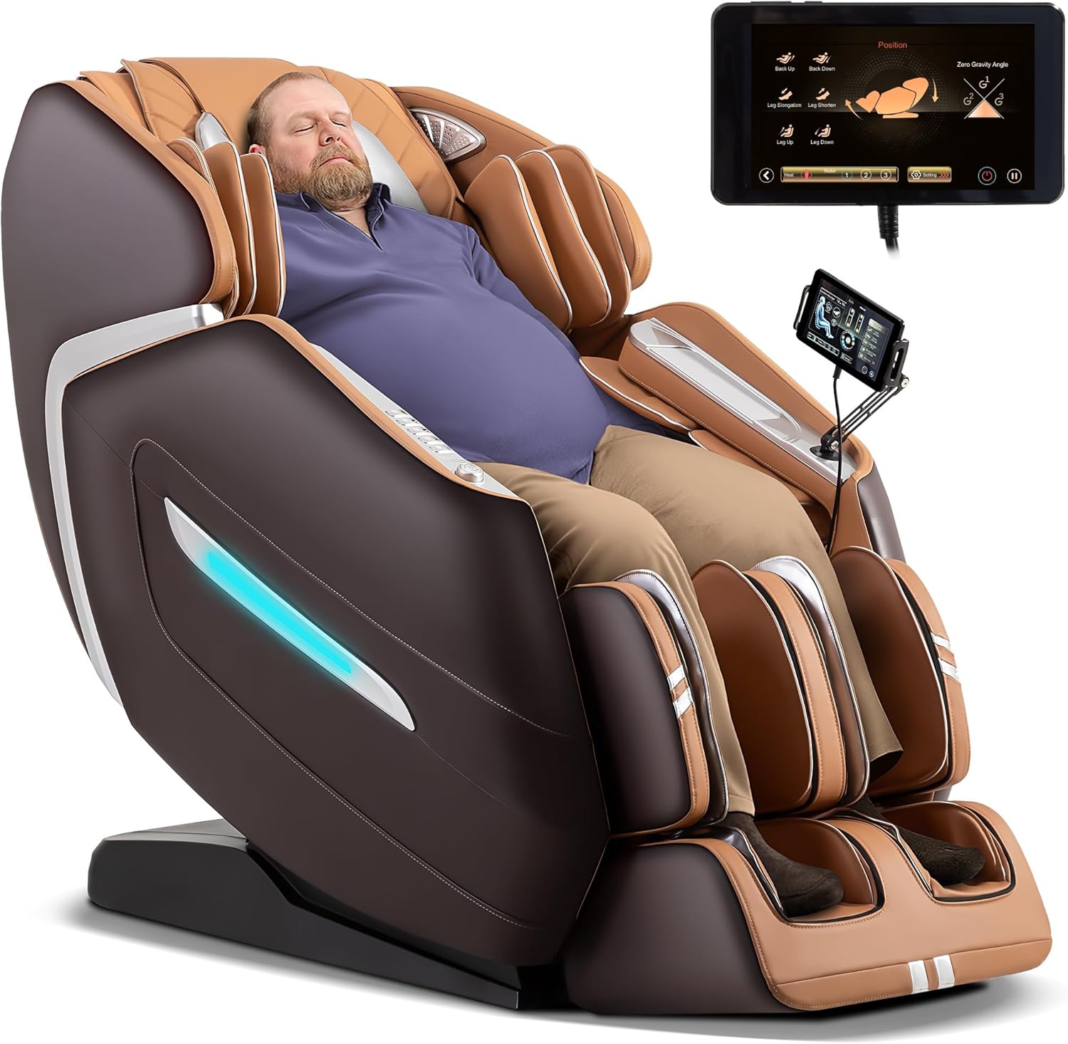 MassaMAX A580 2026 4D Massage Chair for Big & Tall People Full Body Massage Up to 6'10 & 500 lbs  Cloud Upgrade  APP Control  27 Modes  59 SL Track  Auto Footrest Extension  and Heating (Brown) Beta