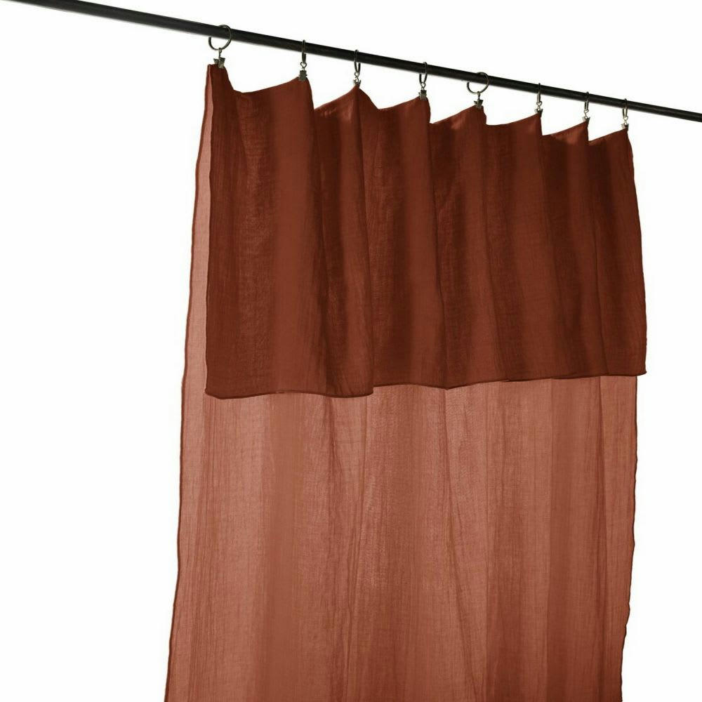 - Rideau ajustable gaze de coton orange 140x300 cm