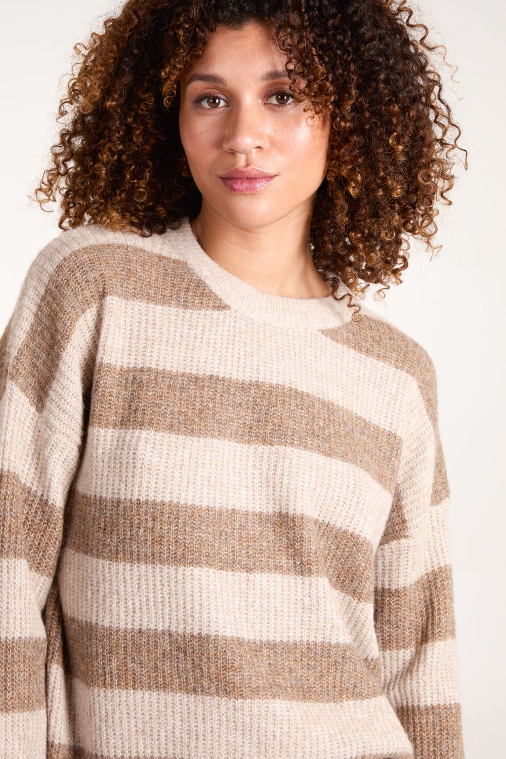 Blue Vanilla Stripe Rib Knit Jumper