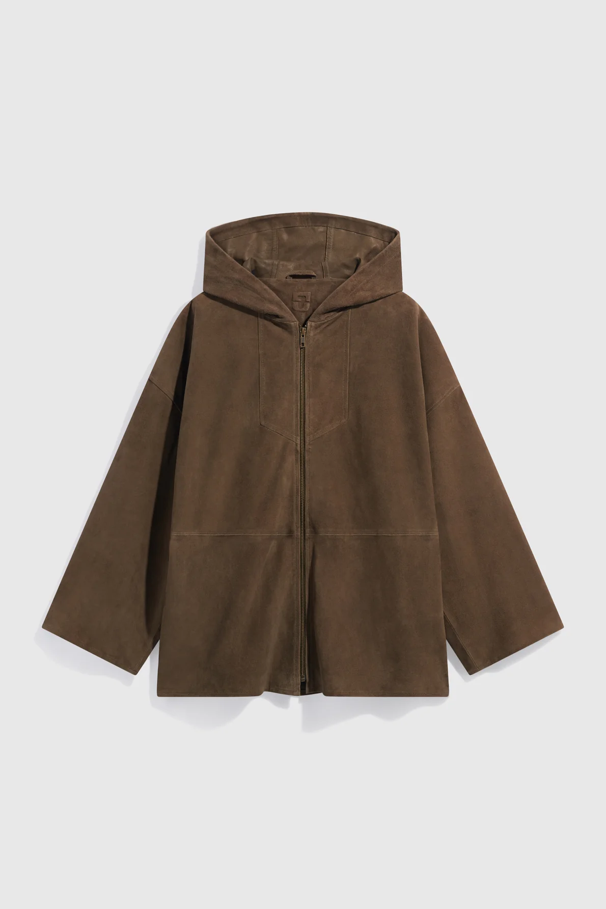 Manteau court à capuche en cuir velours - TASSYA