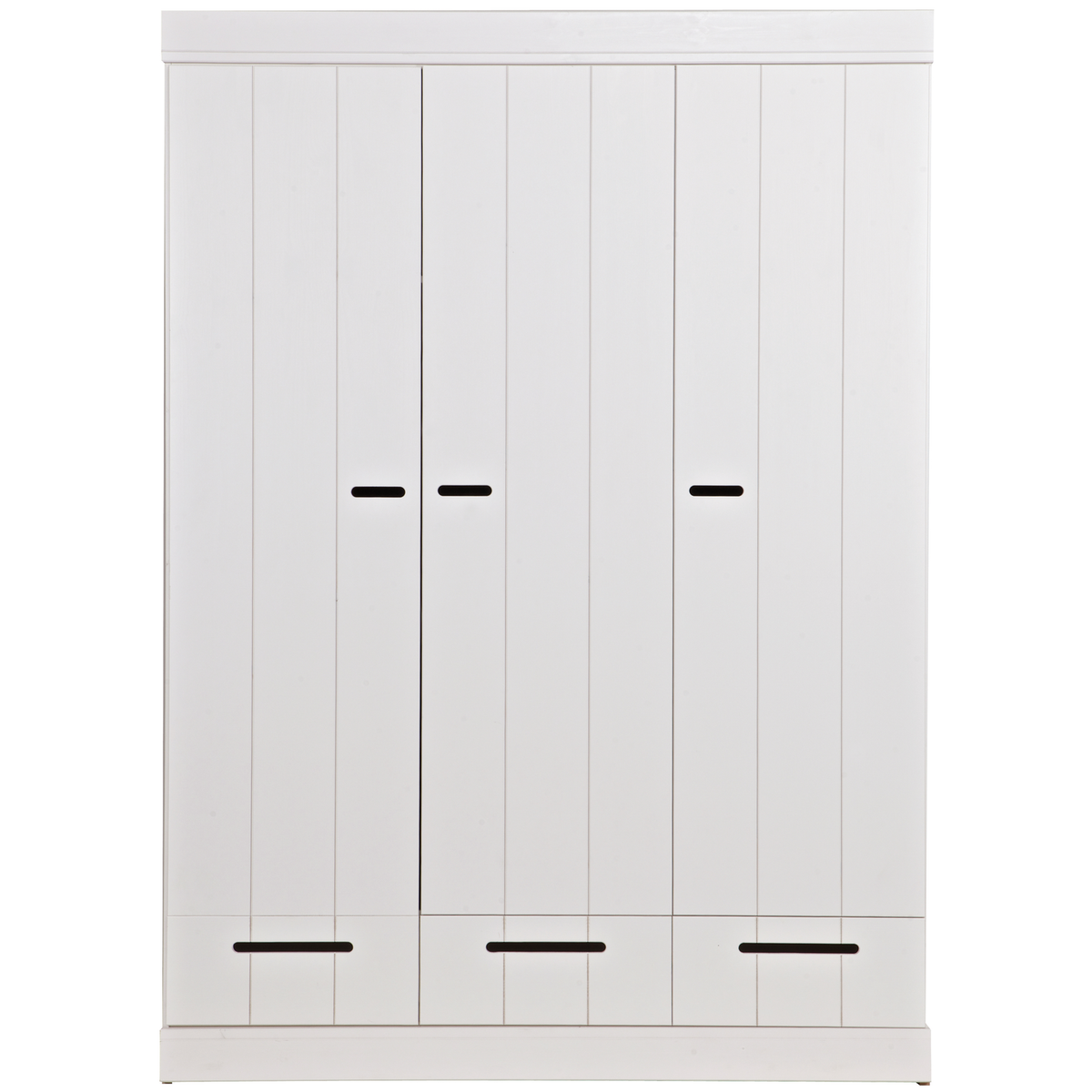 WOOOD kledingkast 3-deurs met lade Connect - Grenen - Wit - 195x140x53