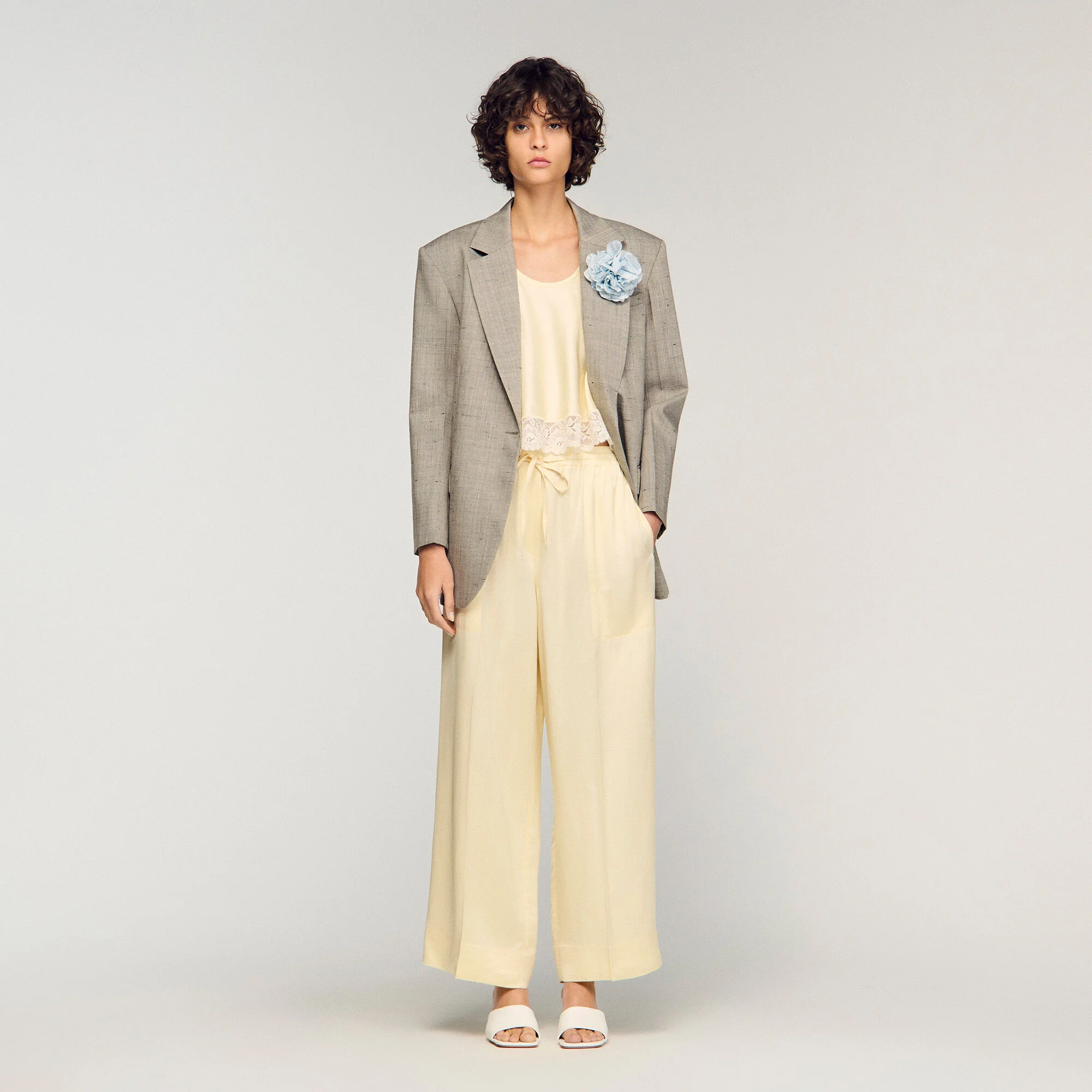 Pantalon large satiné
