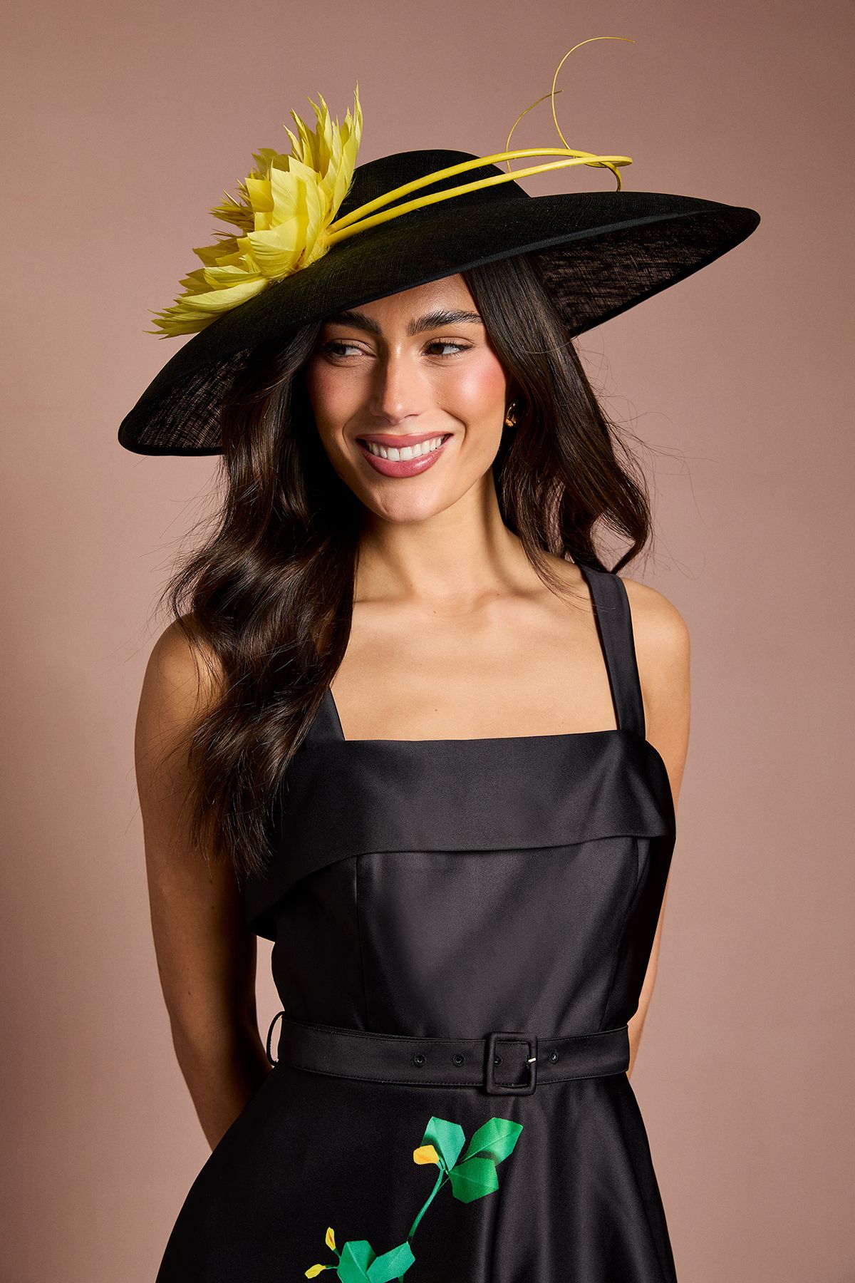 Coast Lisa Tan Feather And Quill Detail Wide Brim Hat