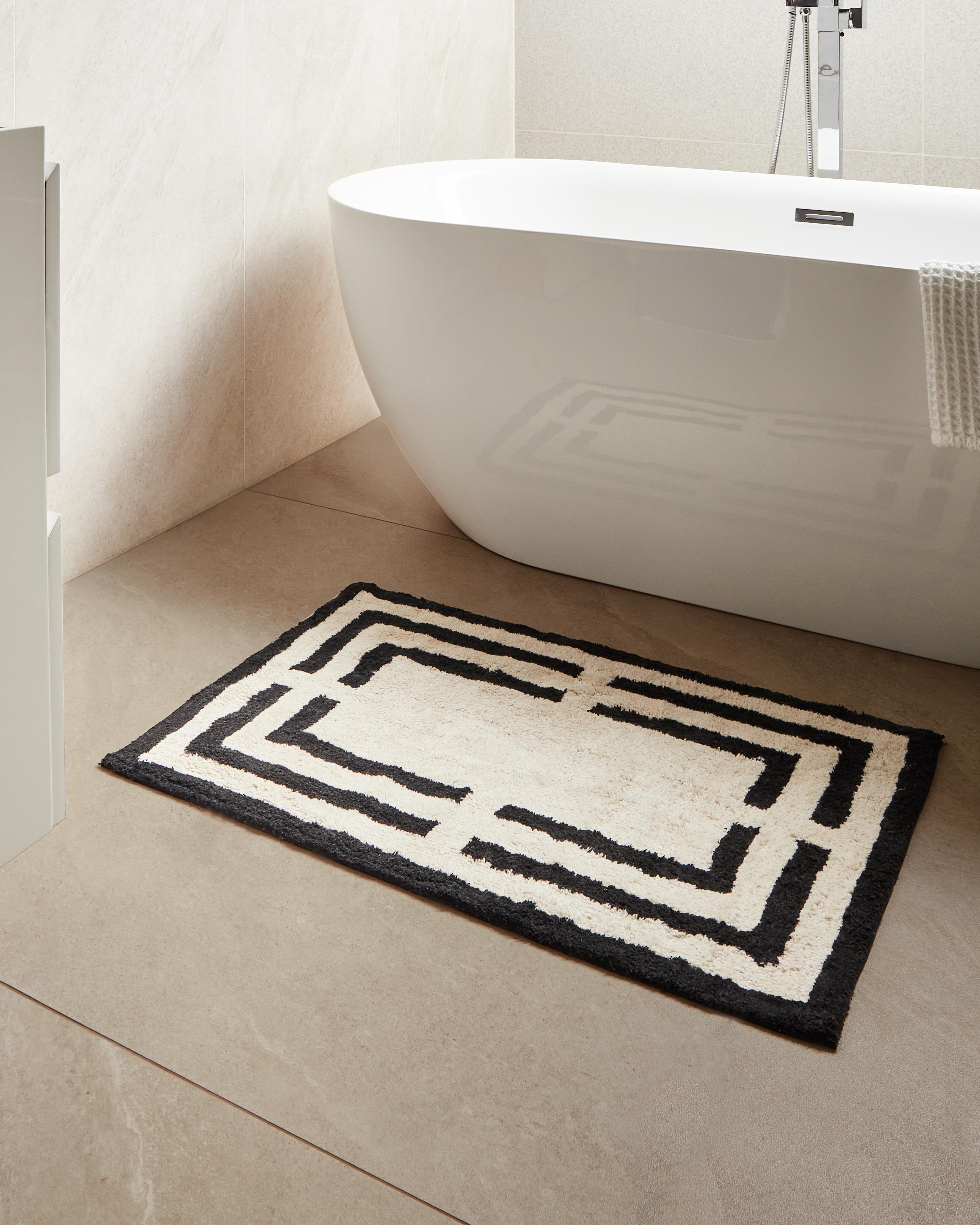Bath Mat RISALU Black/ Beige 60 x 90 cm Cotton