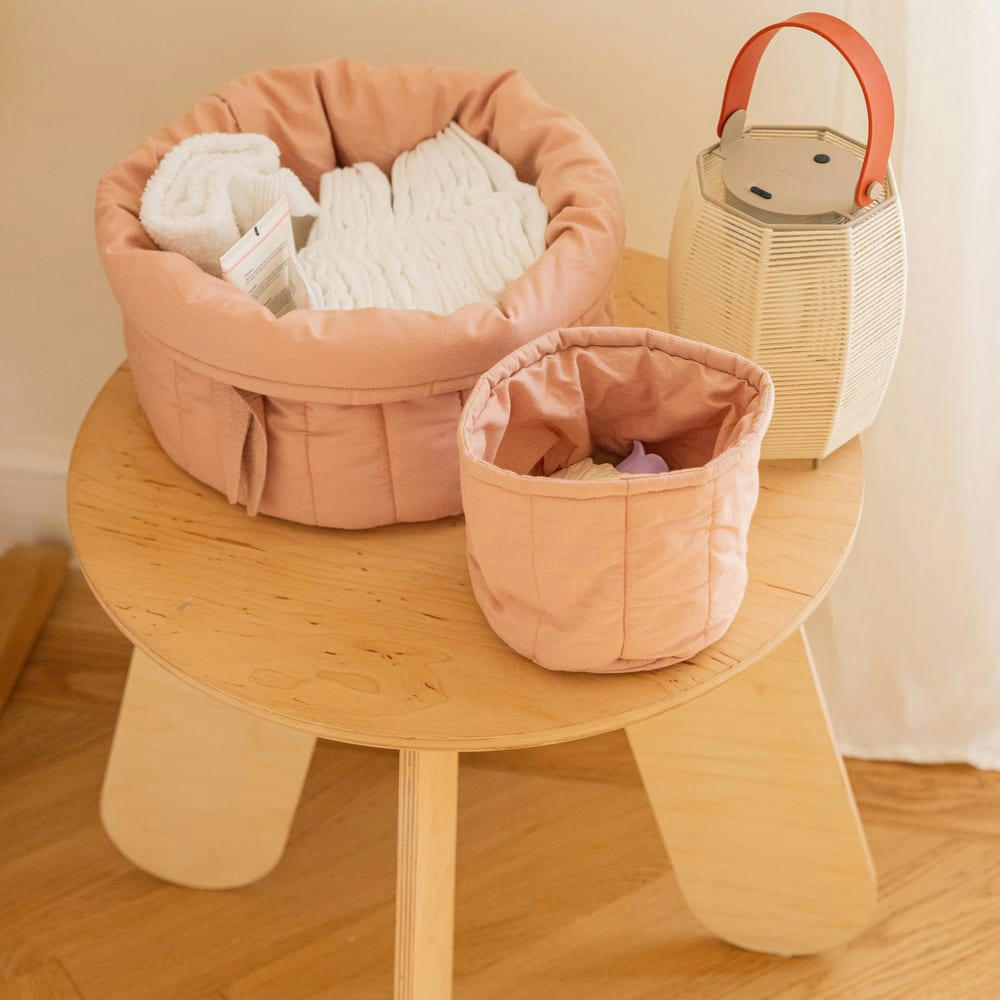 BAMBOO - Lot de deux paniers matelassés - Bambie Vintage Nude 20x30x30 cm