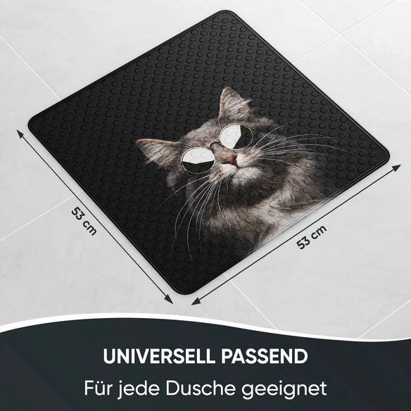 Badematte »Cool Cat«, 53 x 53 cm, Schwarz, Quadratisch