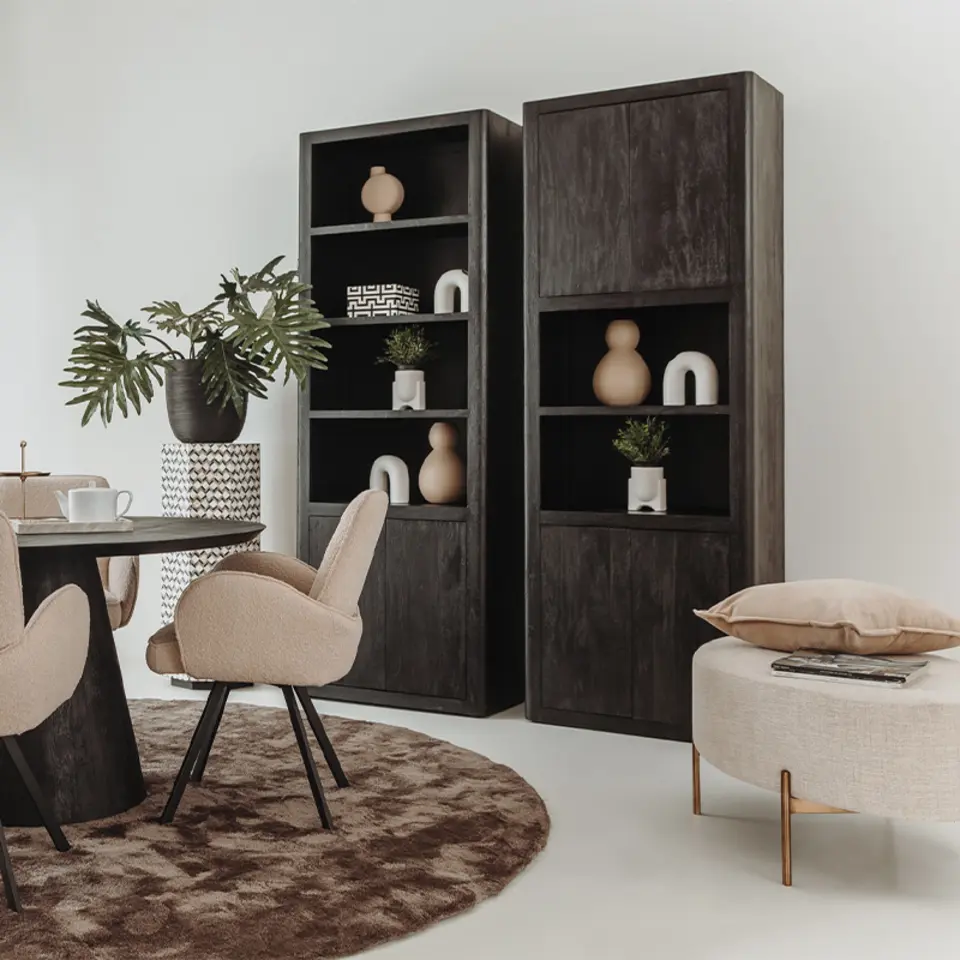 Tower living Tenna wandkast 4 deurs 2 vakken zwart 80x45x220cm