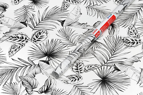 Film occultant fenêtre statique feuillage noir et blanc 67,5 x 150cm D-C-Fix®,Botanicals