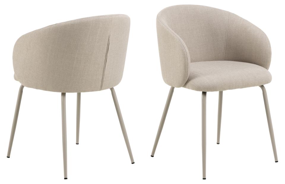 Rebellenclub Eetkamerstoel Rylin - Set van 2 - Beige met beige frame