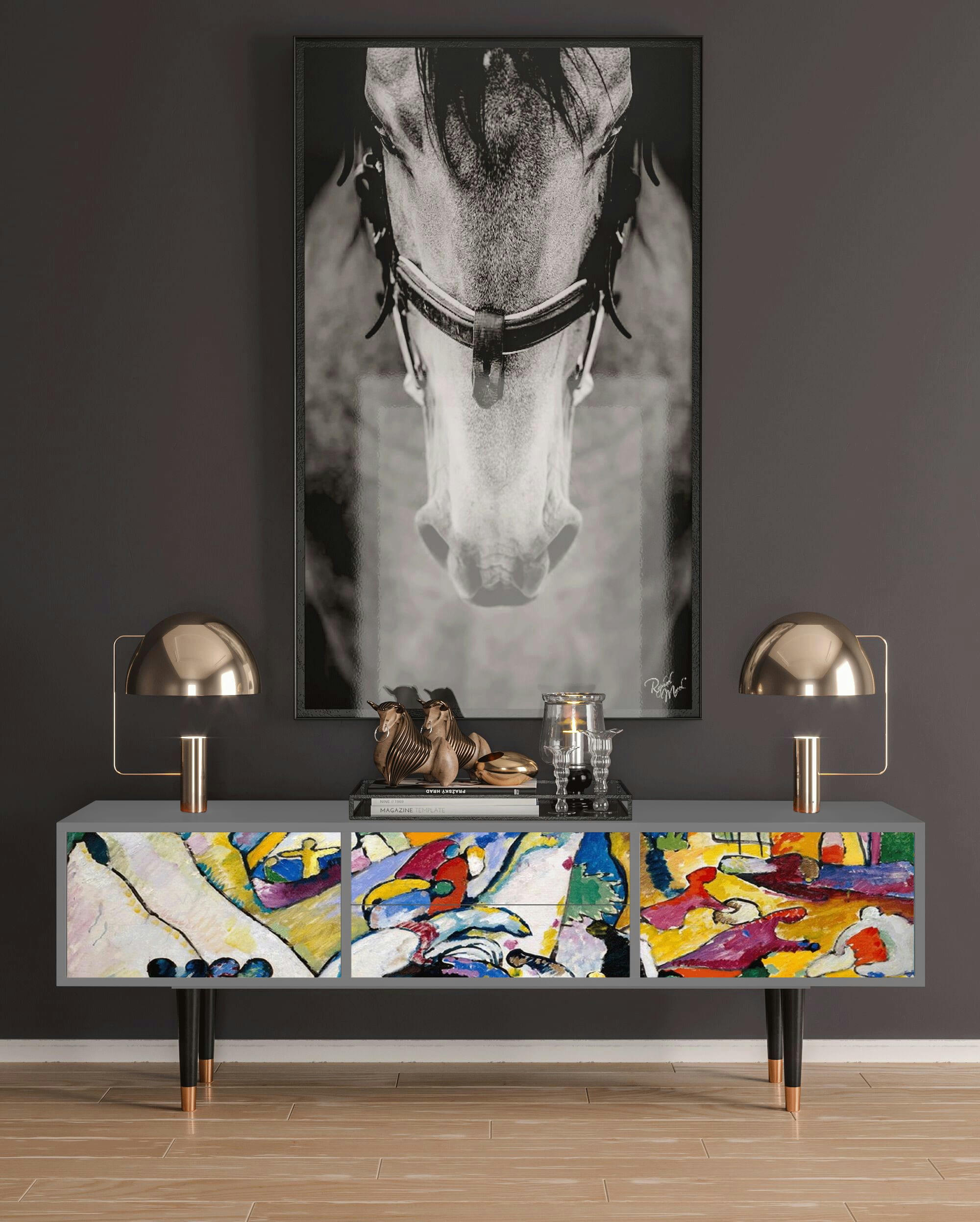 IMPROVISATION 26 BY WASSILY KANDINSKY - Meuble TV  multicolore 2 tiroirs et 2 portes L 170 cm