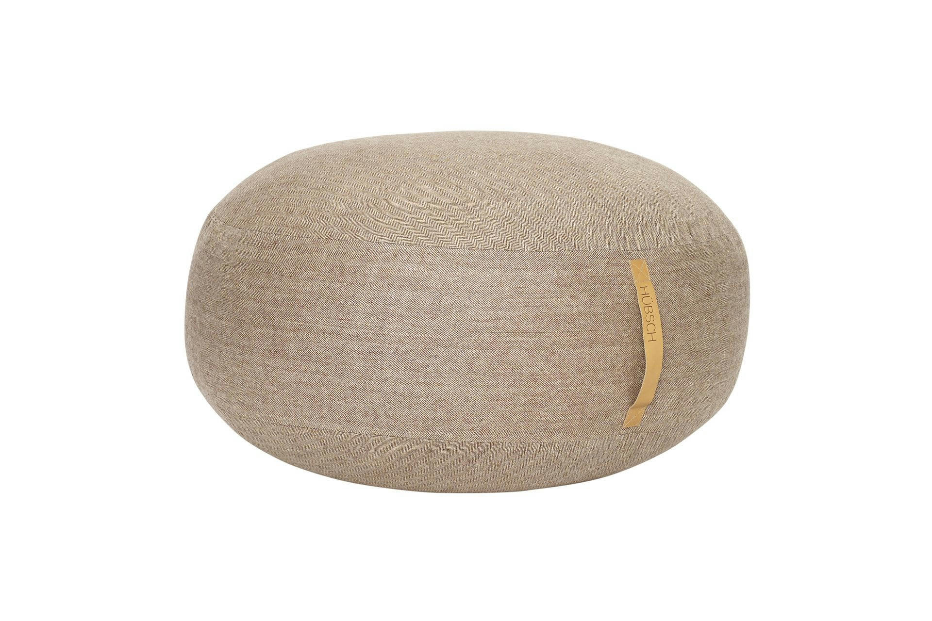 MOCHI - Pouf avec poignée en cuir laine marron