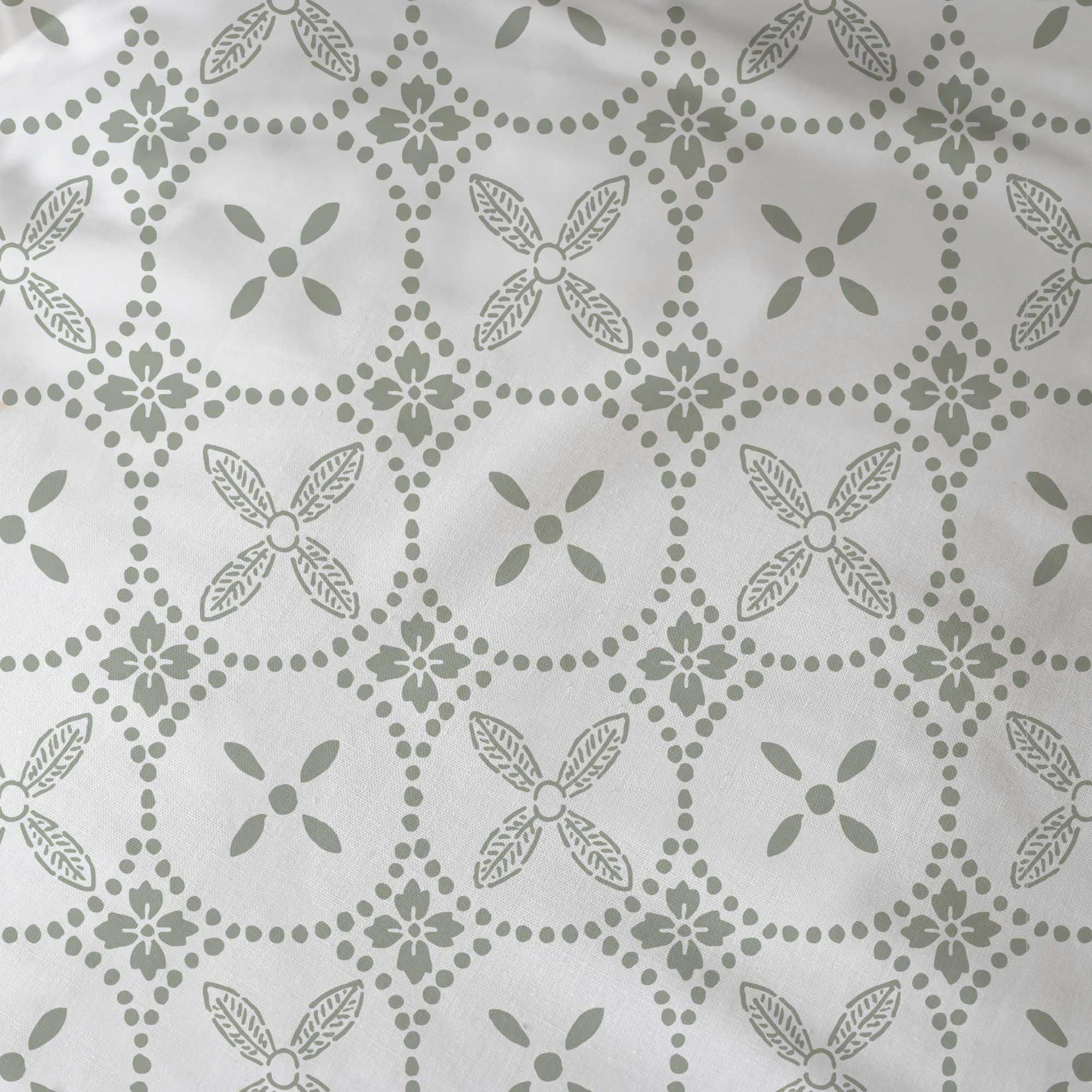 TENDANCE CÉRAMIQUE - Drap-housse imprimé en coton Kaki 140x190/200cm - Bonnet 30cm