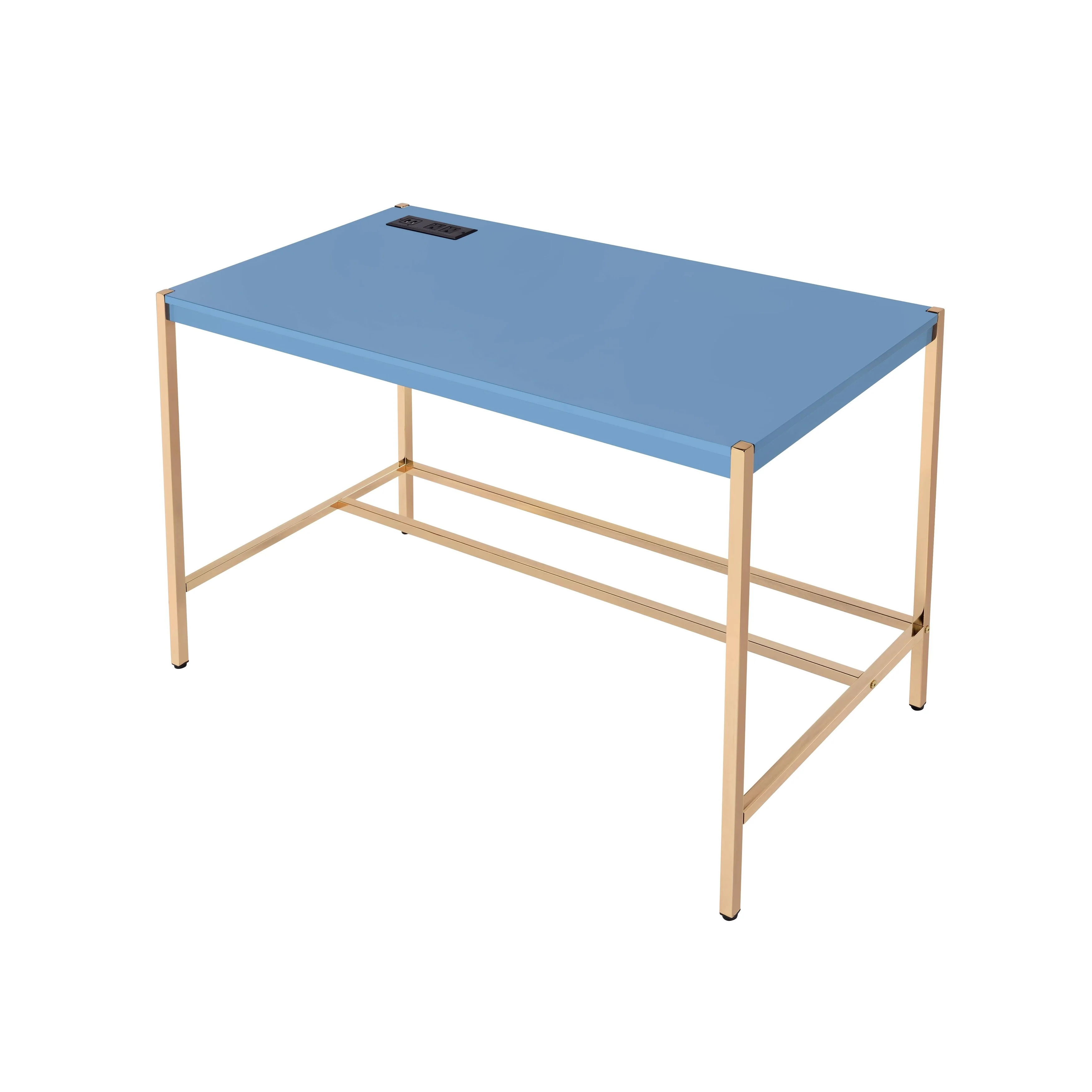 Midriaks Blue & Gold Finish Writing Desk W/USB