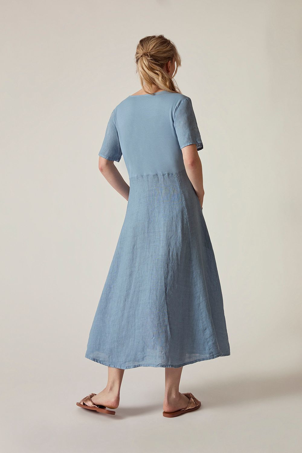 James Lakeland Denim Blue Linen Midi Dress