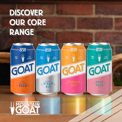 Mountain Goat Hazy Pale Ale, Light Bodied & Refreshing Pale Ale, Crisp Craft Beer, 4.6% ABV, 375mL (Case of 24 Cans)