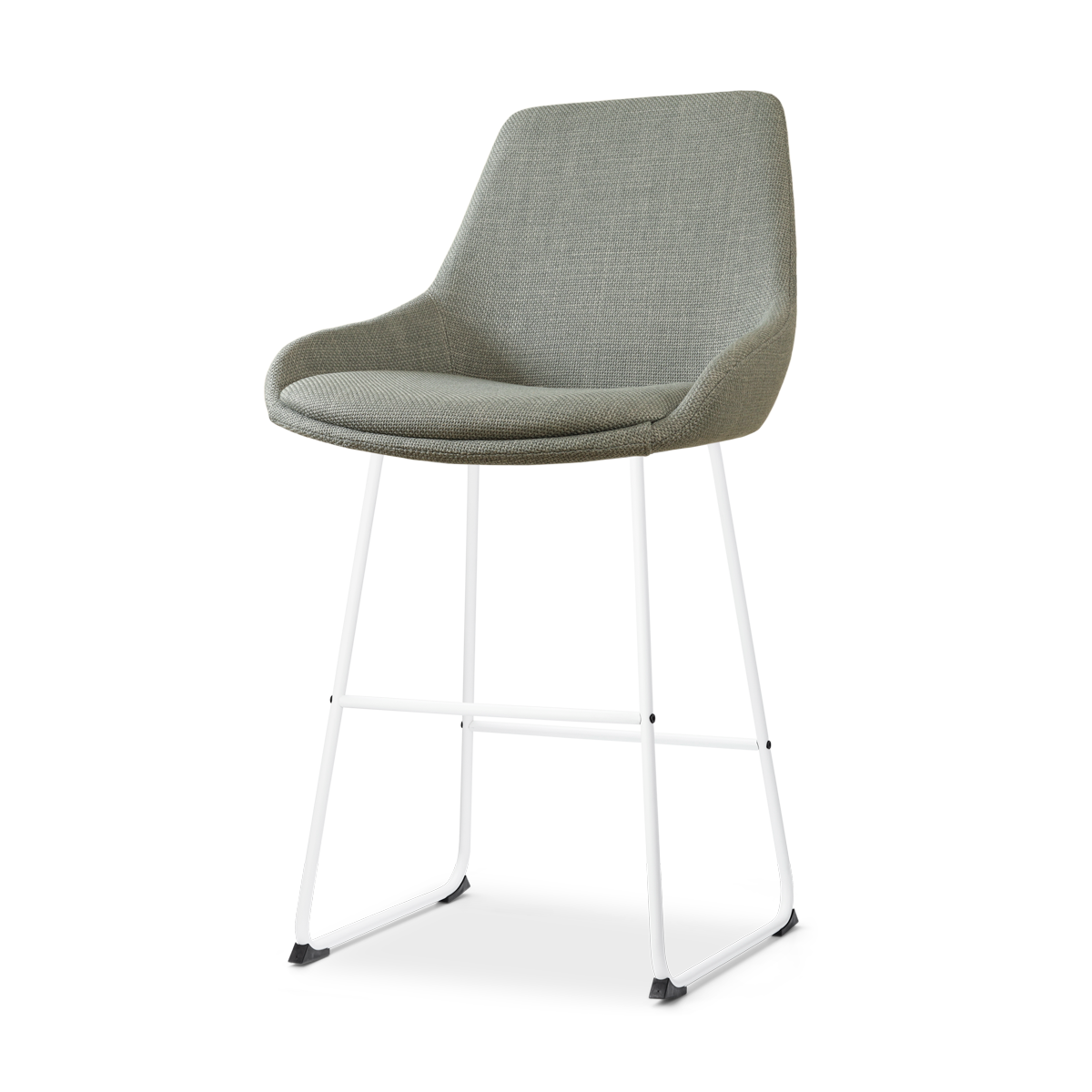 Nolon Nino-Isa Barkruk Saliegroen - Stof - Wit Onderstel - 65 cm