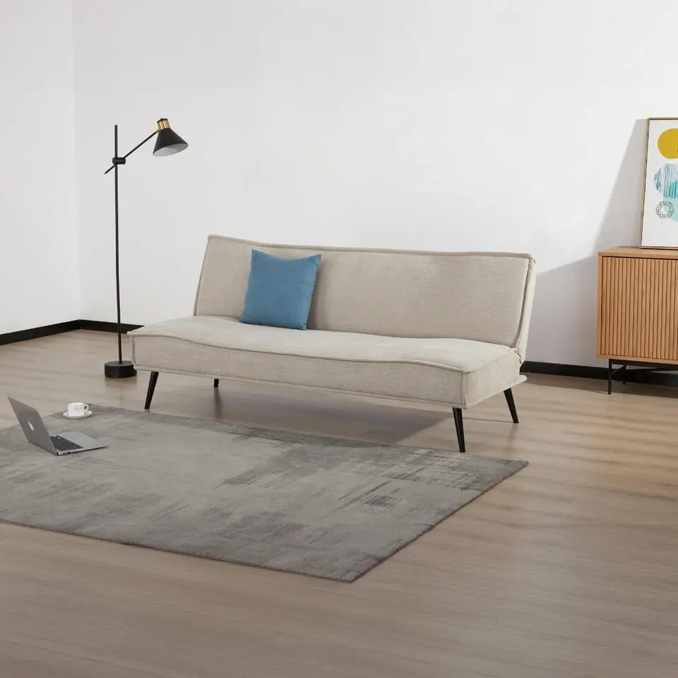 Slaapbank 3-Zits - Beige Stof - Zithoogte 43cm - 181x83x81cm - Mali