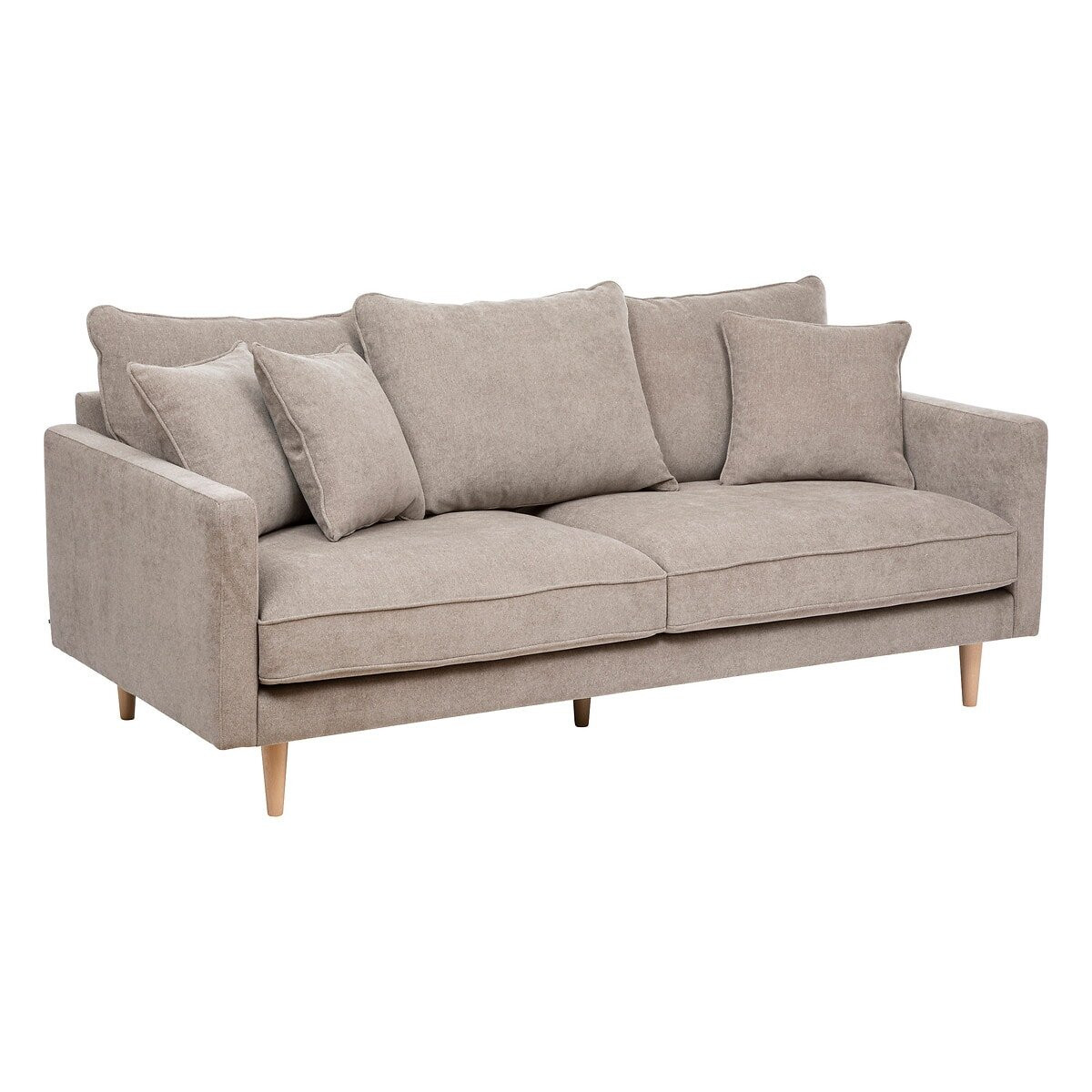 Sofa 3-osobowa Candice beżowa z miękkimi poduszkami