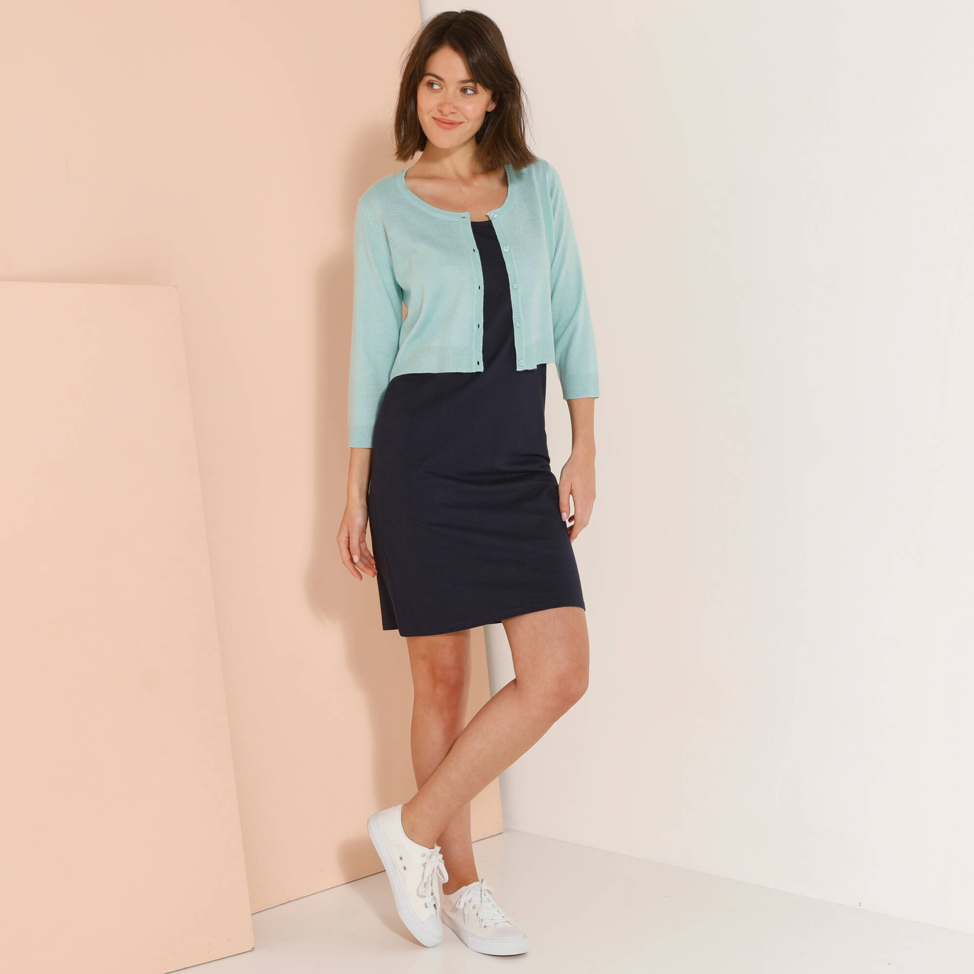 Gilet boléro boutonné, toucher doux