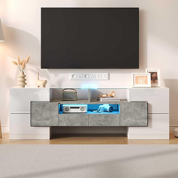 Meuble TV 170 cm avec design bois et noir, tiroirs, fonction de rangement, style élégant et moderne