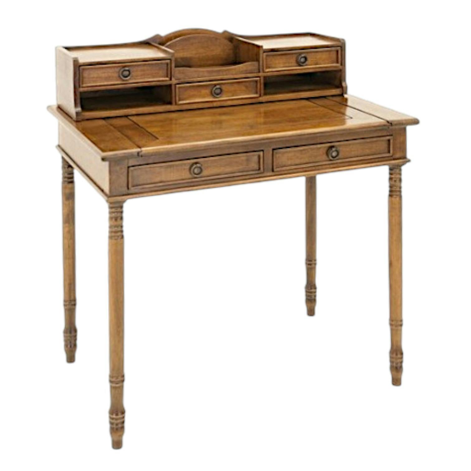 Bureau secrétaire ancien hévéa massif 85cm TRADITION