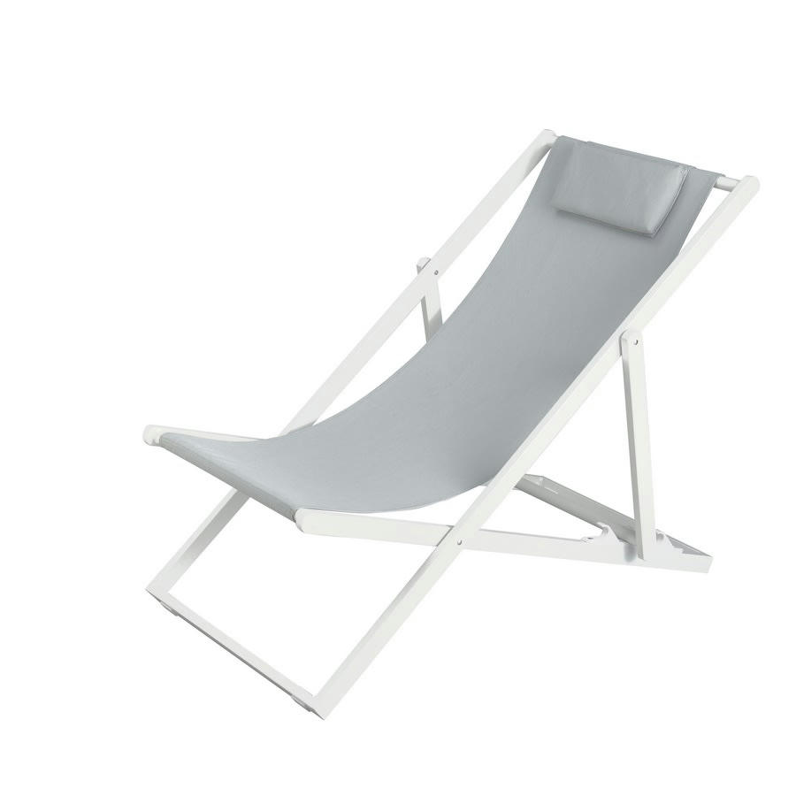 GILDA - Chaise longue avec coussin en aluminium et textilène blanc
